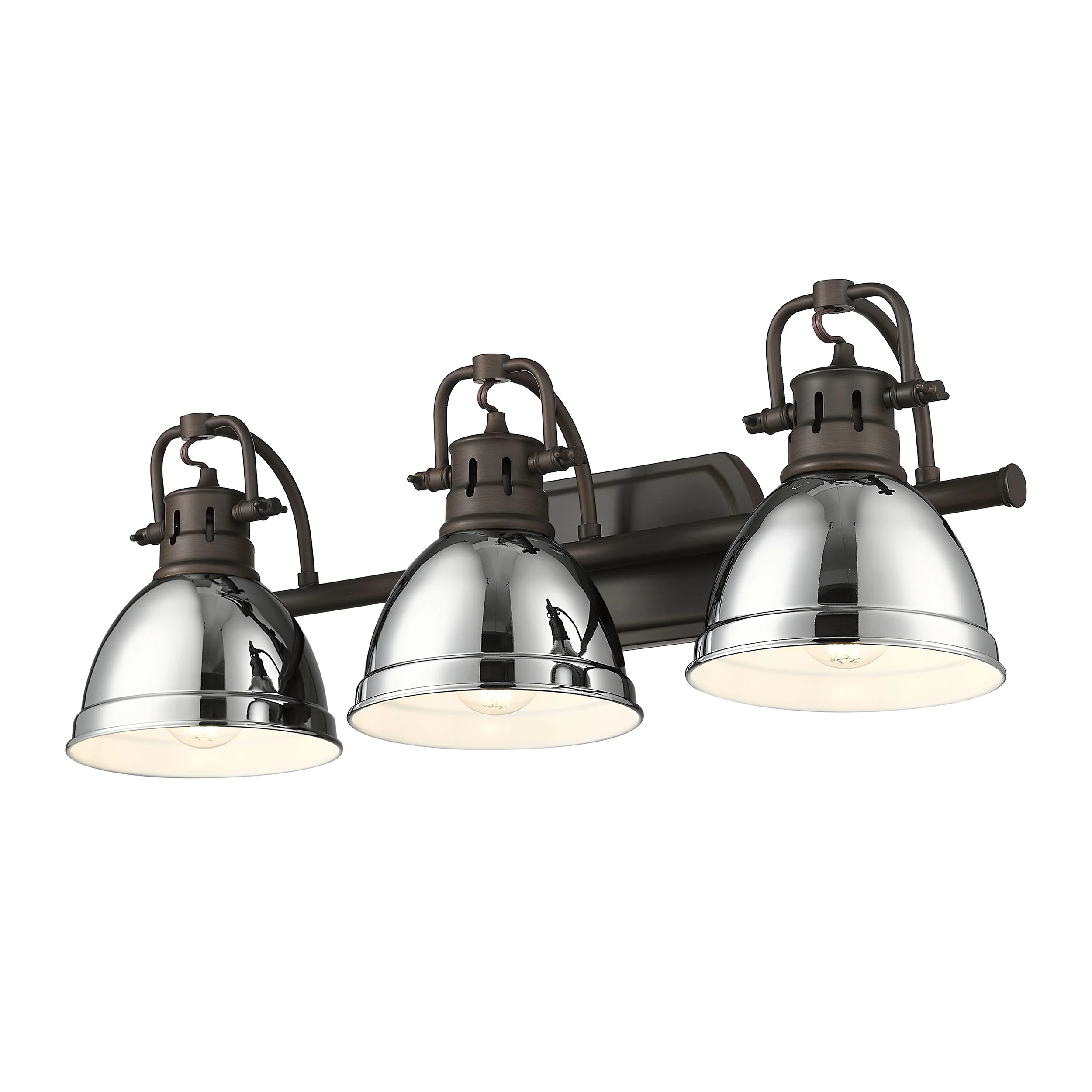 Duncan 3-light Vanity in Rubbed Bronze and Chrome shade