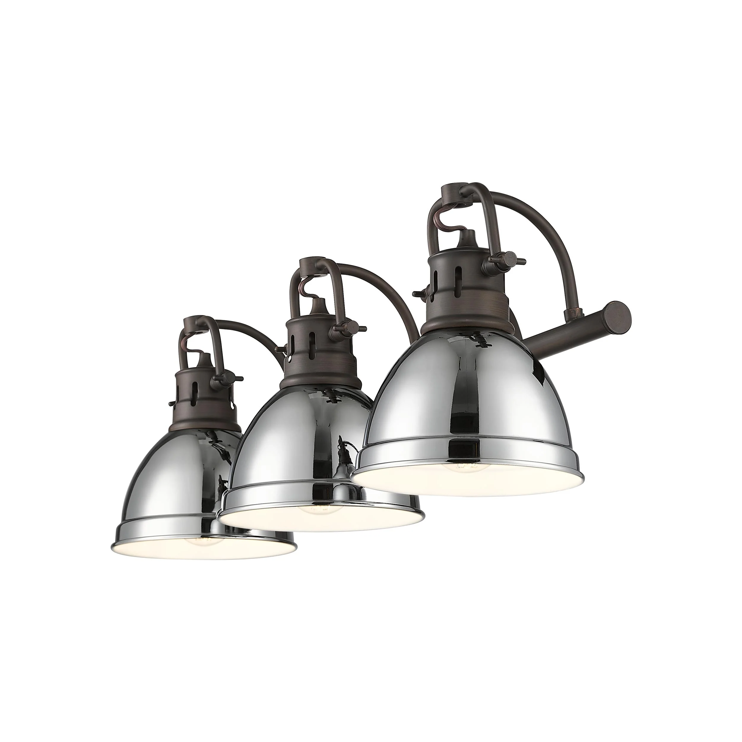 Duncan 3-light Vanity in Rubbed Bronze and Chrome shade - Image 2