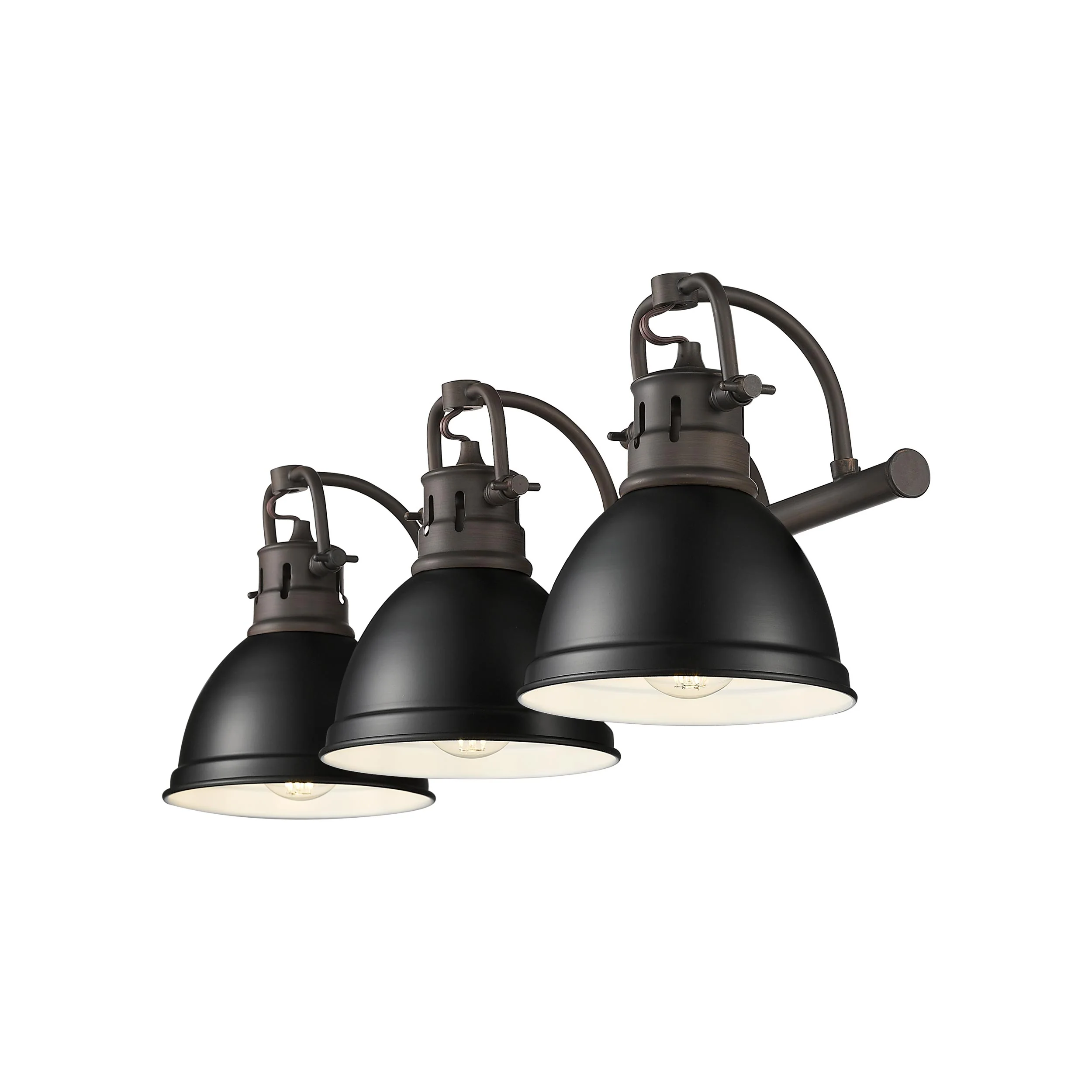 Duncan 3-light Vanity in Rubbed Bronze and Matte Black shade - Image 2