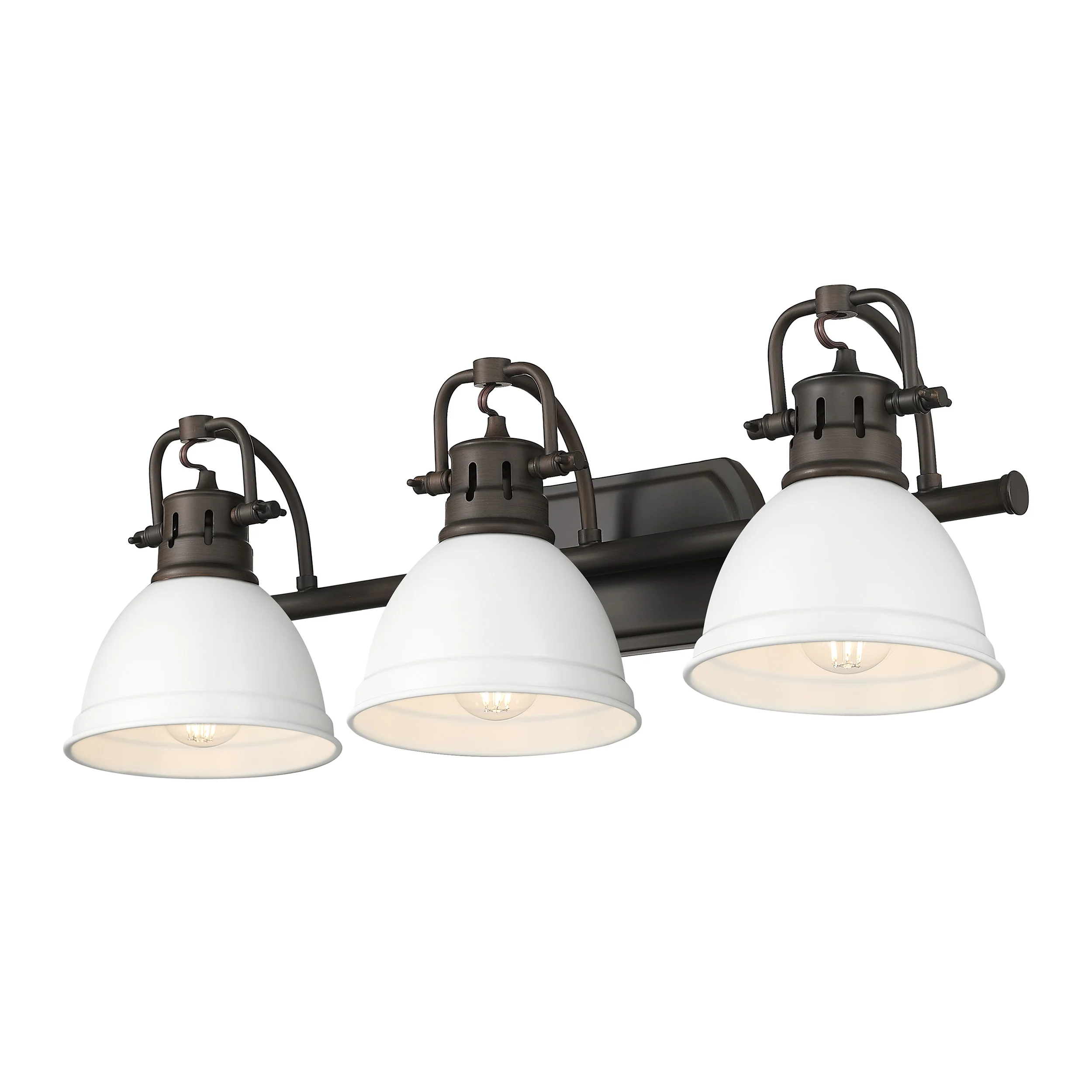 Duncan 3-light Vanity in Rubbed Bronze and Matte White shade