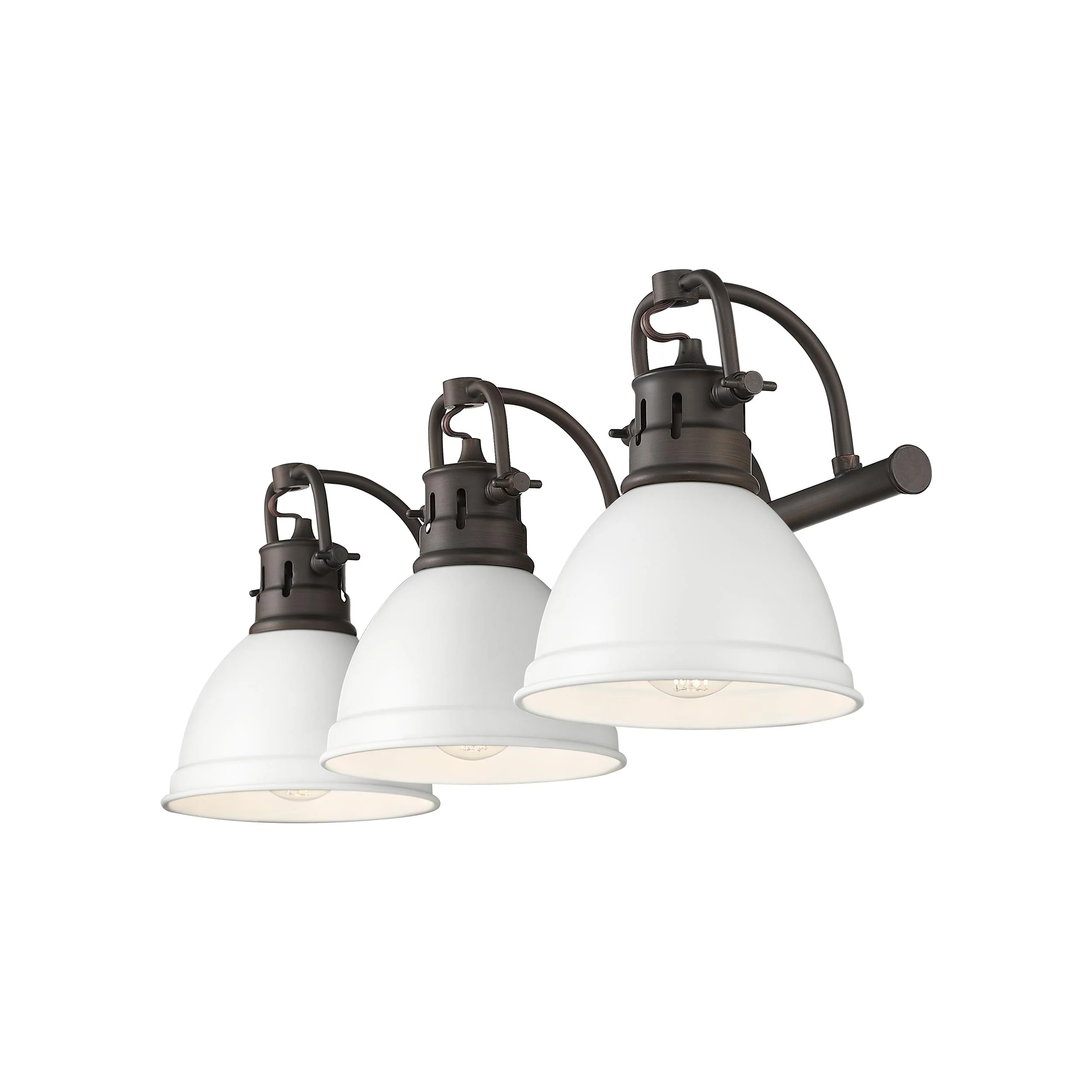 Duncan 3-light Vanity in Rubbed Bronze and Matte White shade - Image 2