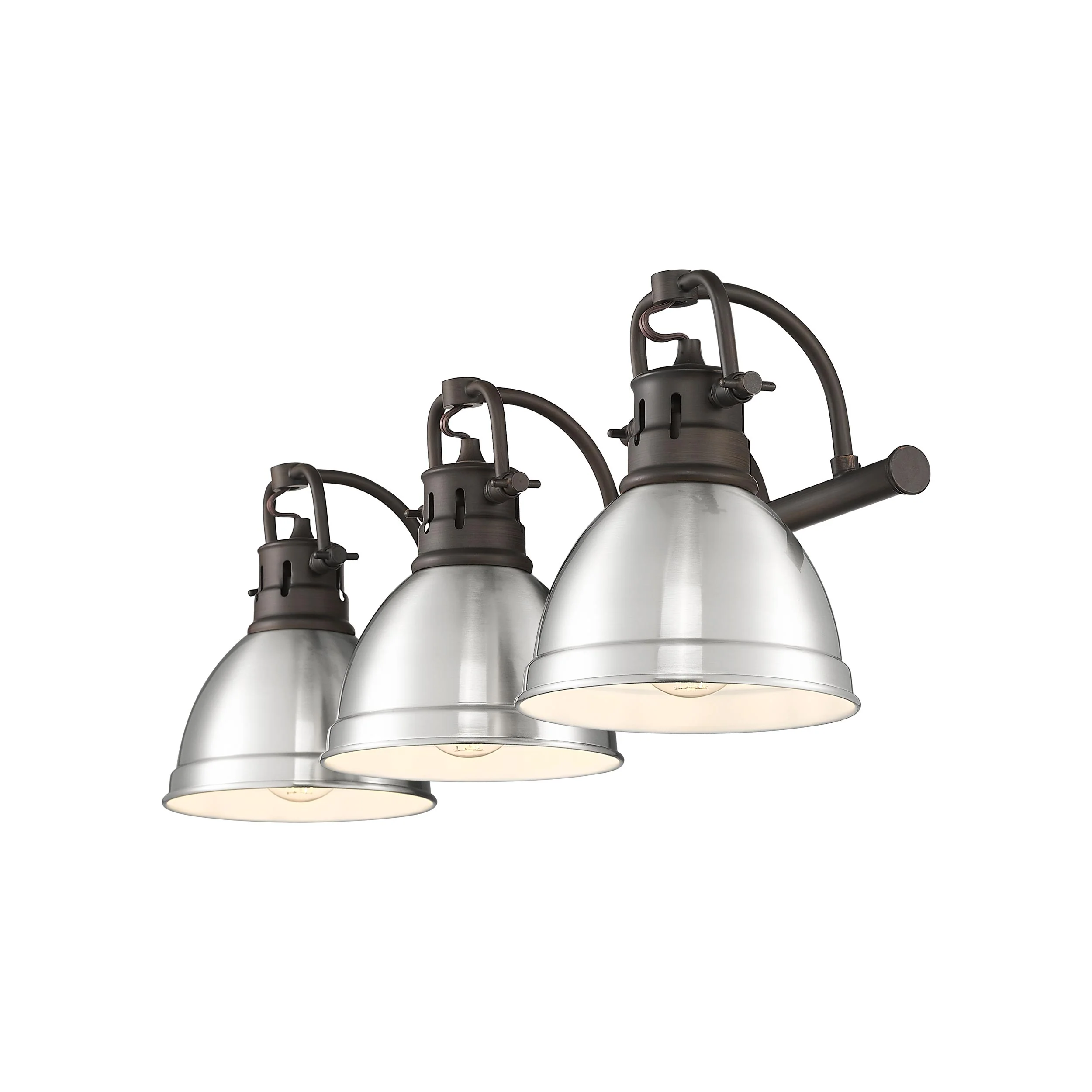 Duncan 3-light Vanity in Rubbed Bronze and Pewter shade - Image 2