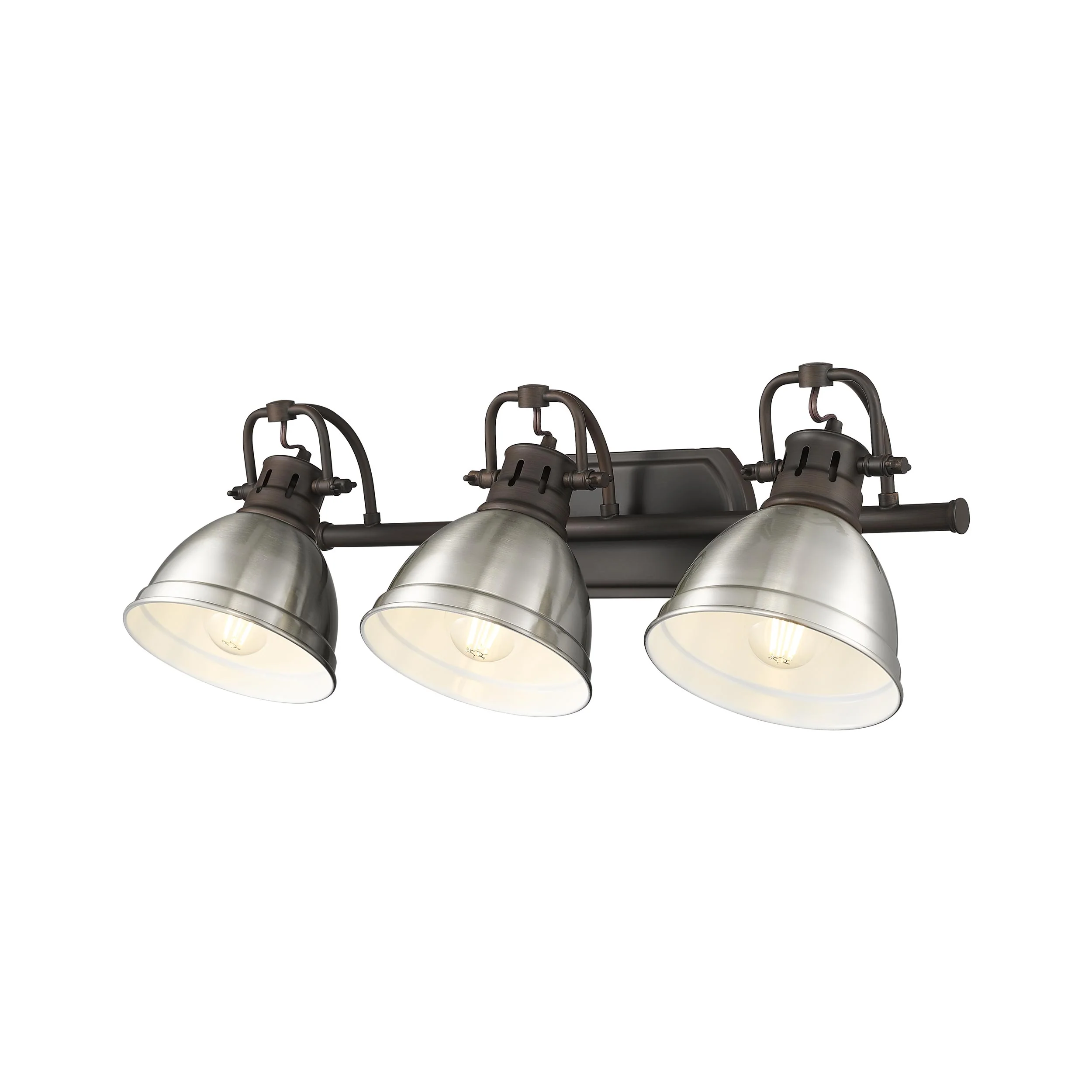 Duncan 3-light Vanity in Rubbed Bronze and Pewter shade - Image 4
