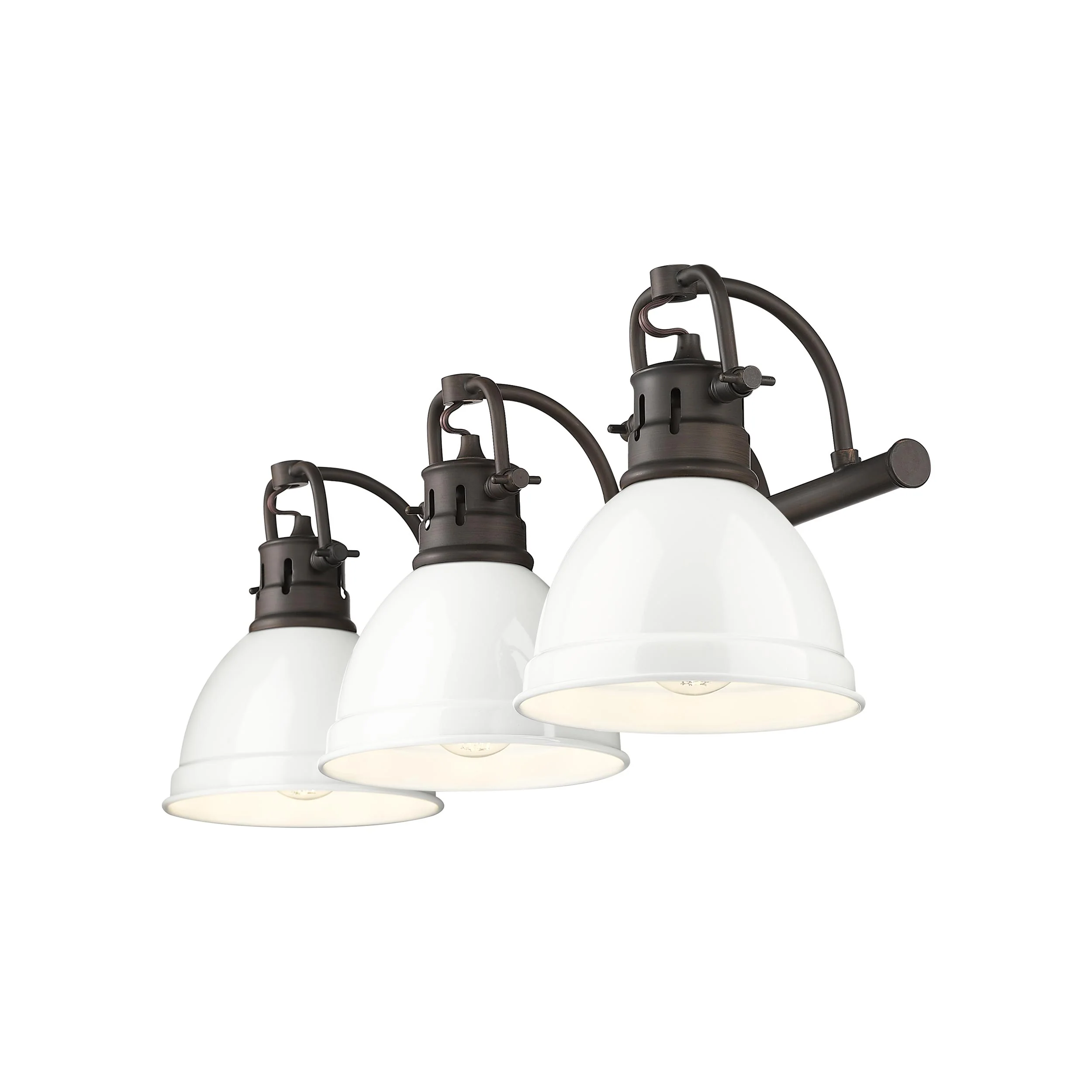 Duncan 3-light Vanity in Rubbed Bronze and White shade - Image 2