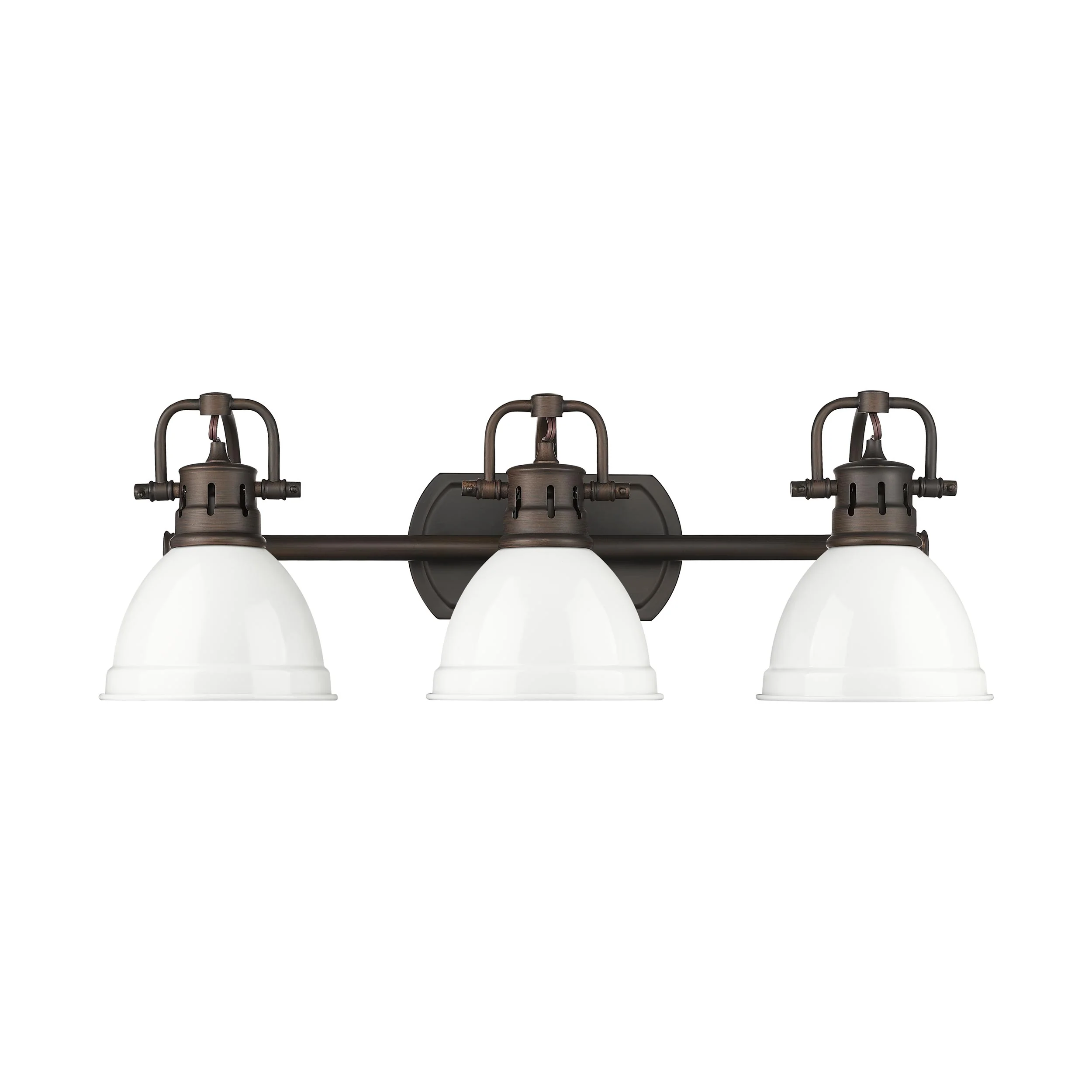 Duncan 3-light Vanity in Rubbed Bronze and White shade - Image 5