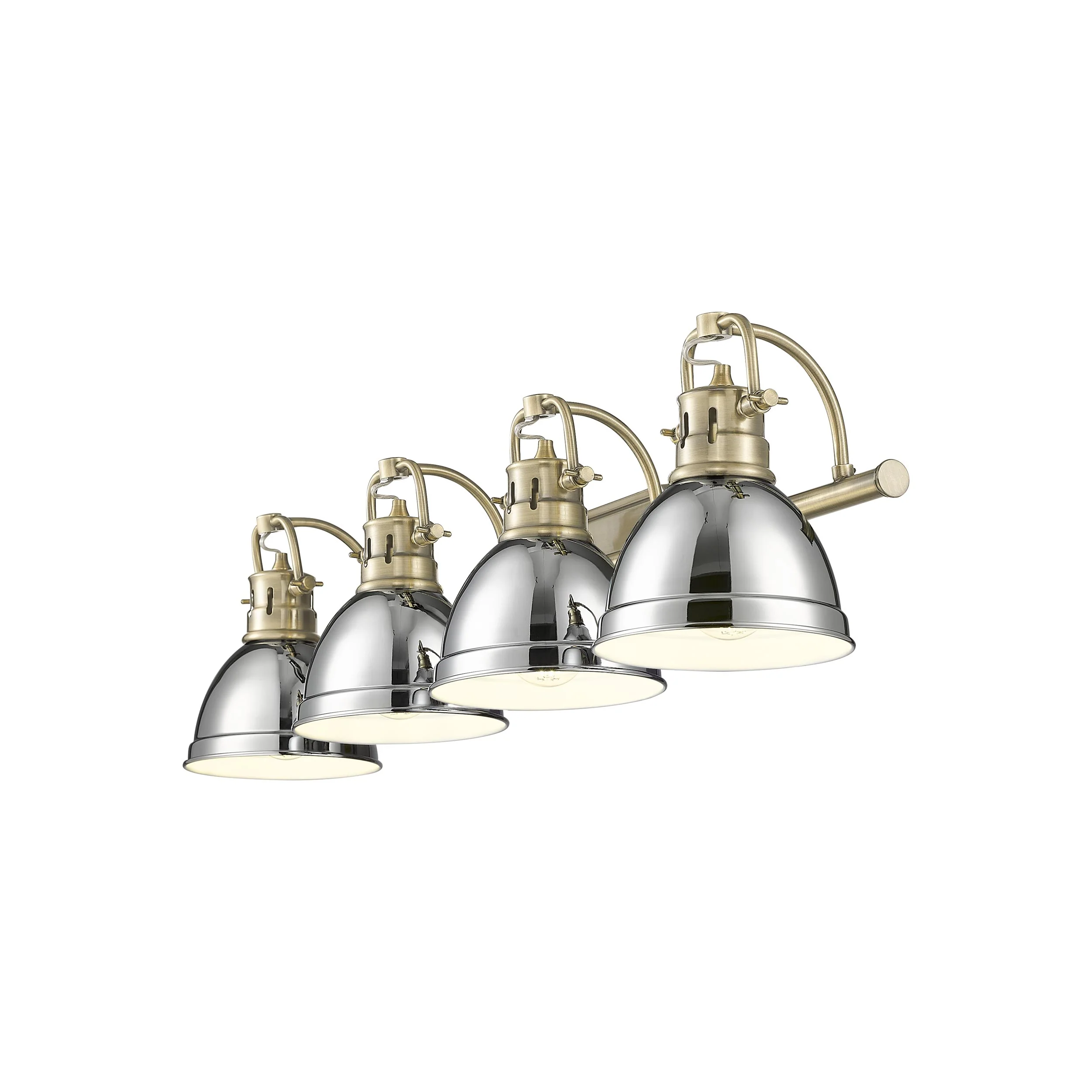 Duncan 4-light Vanity in Aged Brass and Chrome shade - Image 2