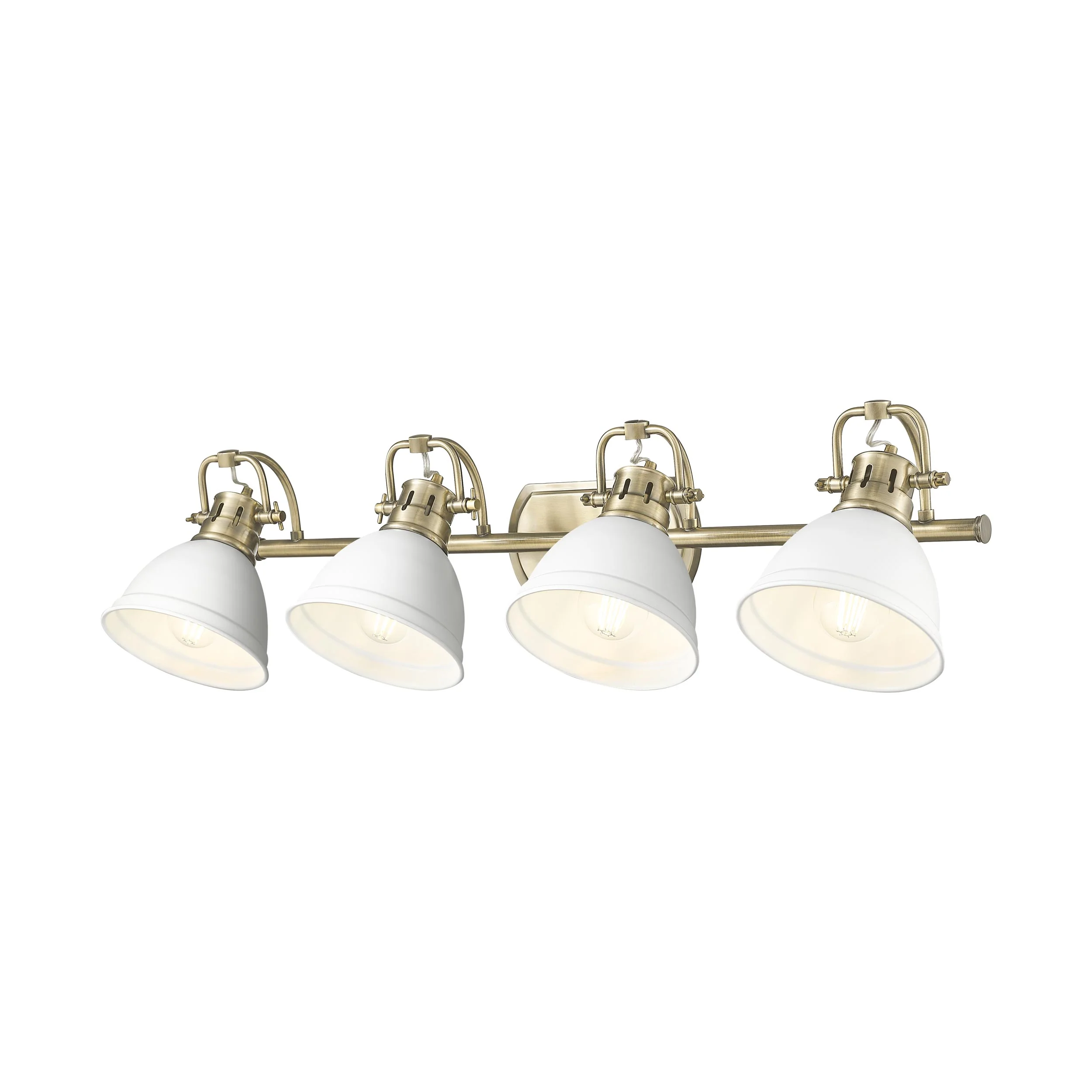 Duncan 4-light Vanity in Aged Brass and Matte White shade - Image 4