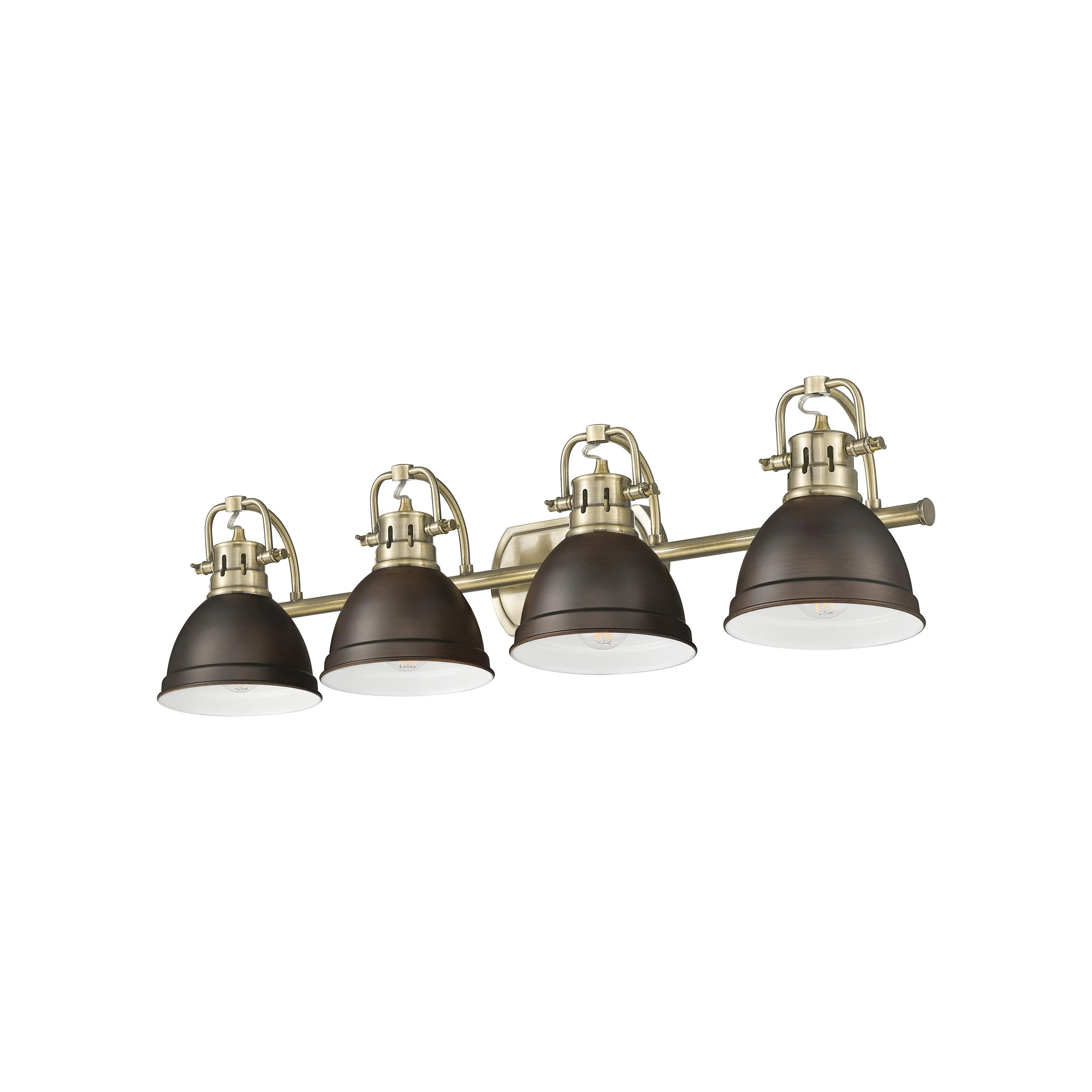 Duncan 4-light Vanity in Aged Brass and Rubbed Bronze shade - Image 3