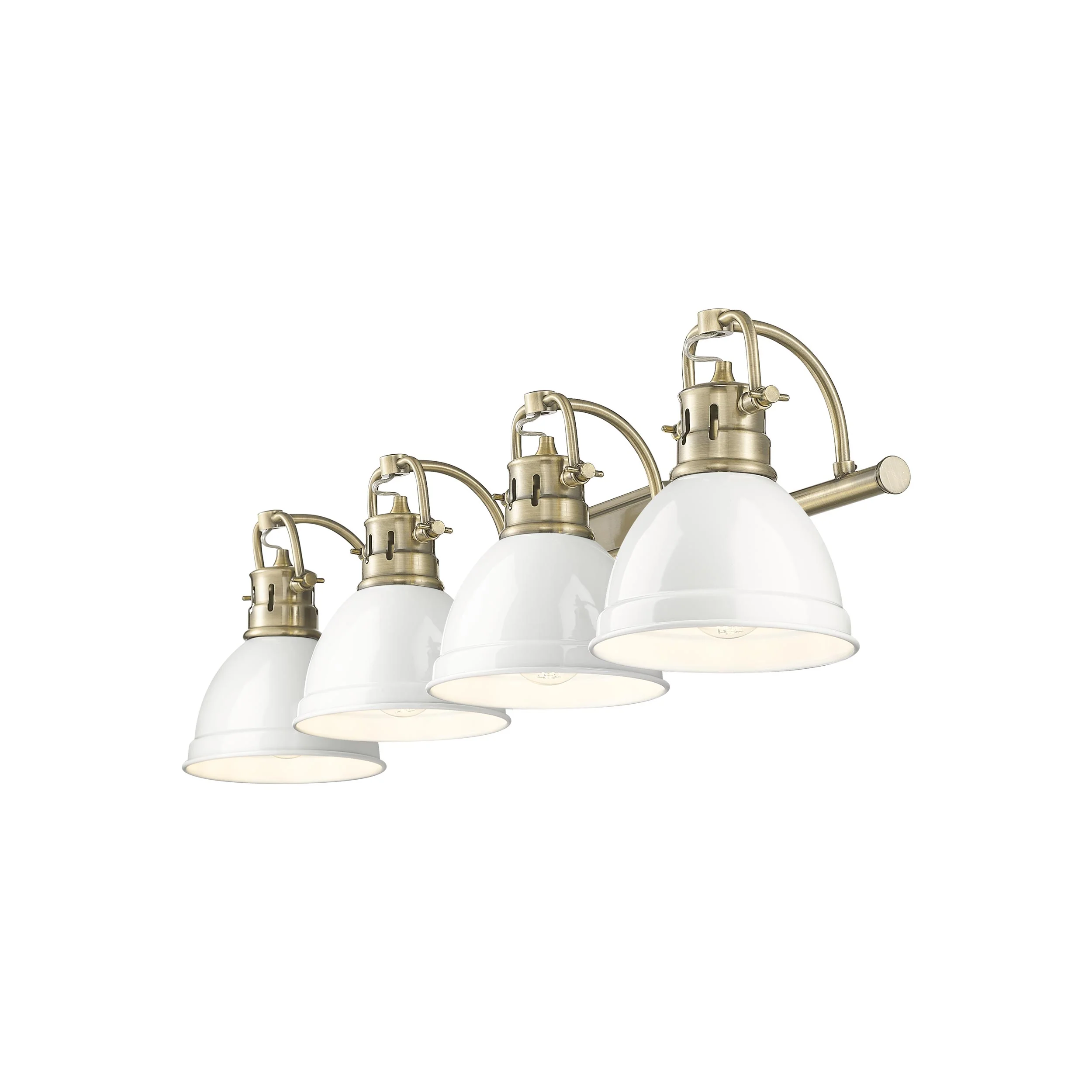 Duncan 4-light Vanity in Aged Brass and White shade - Image 2