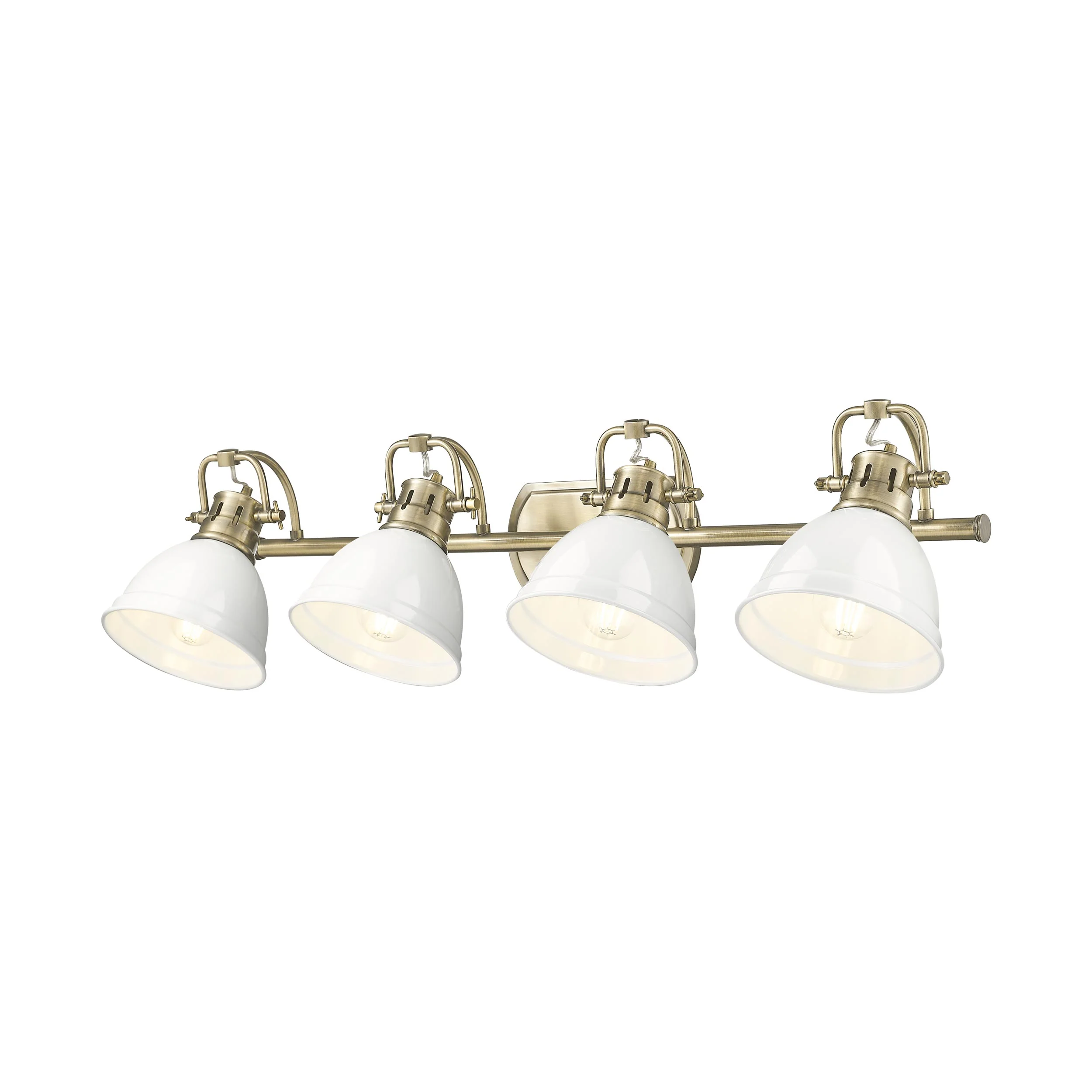 Duncan 4-light Vanity in Aged Brass and White shade - Image 4