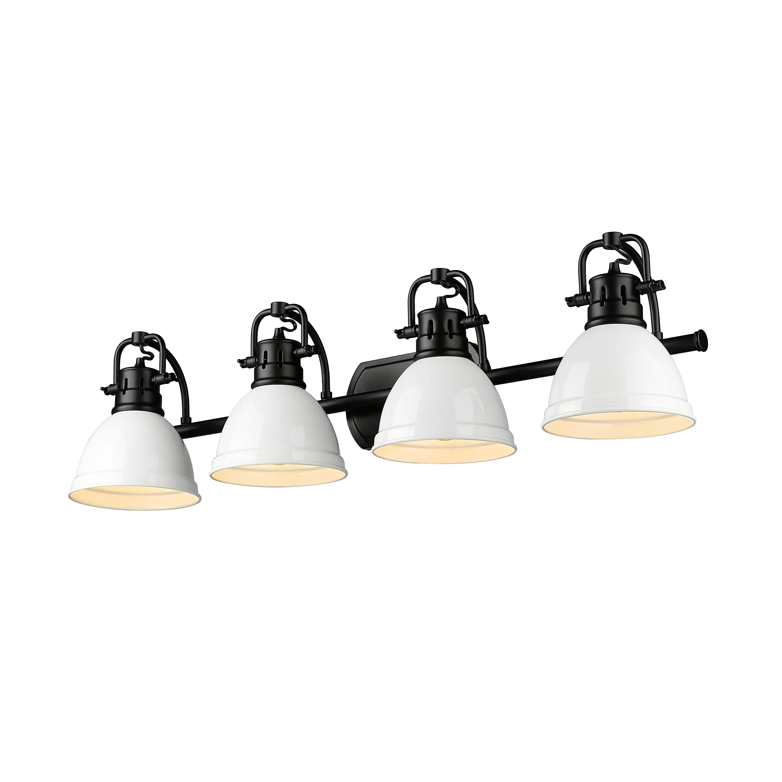 Duncan 4-light Vanity in Matte Black and White shade