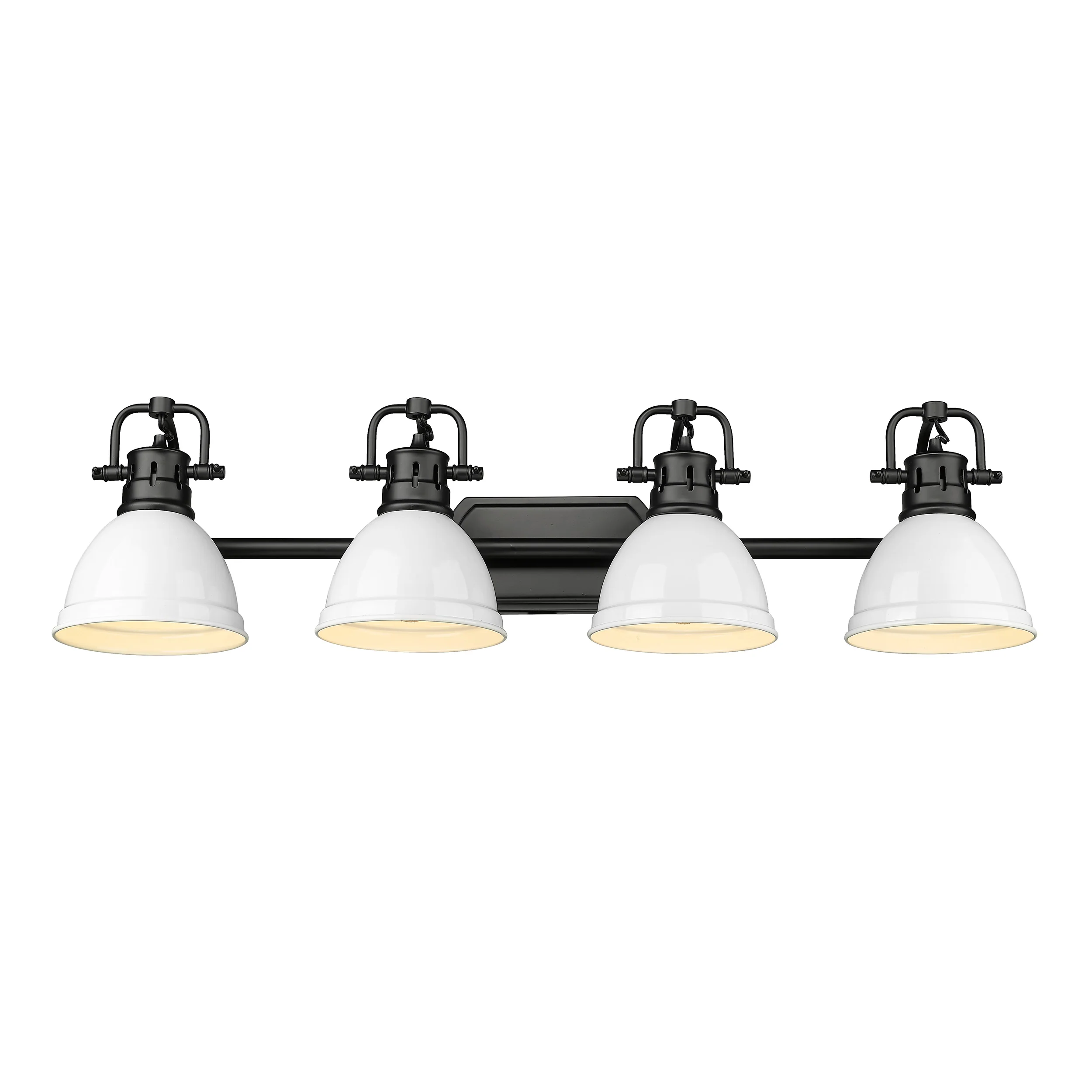 Duncan 4-light Vanity in Matte Black and White shade - Image 3