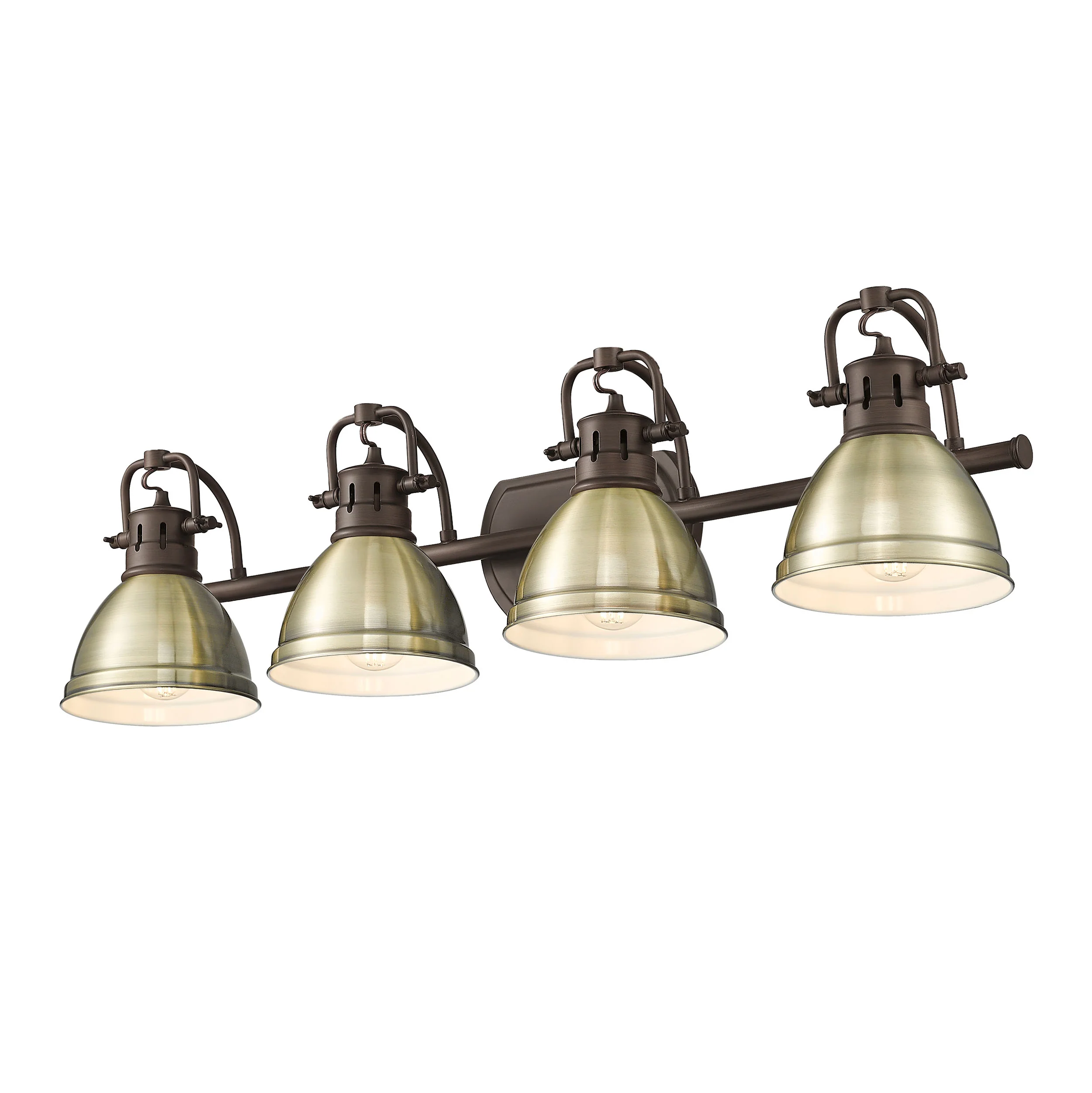 Duncan 4-light Vanity in Rubbed Bronze and Aged Brass shade