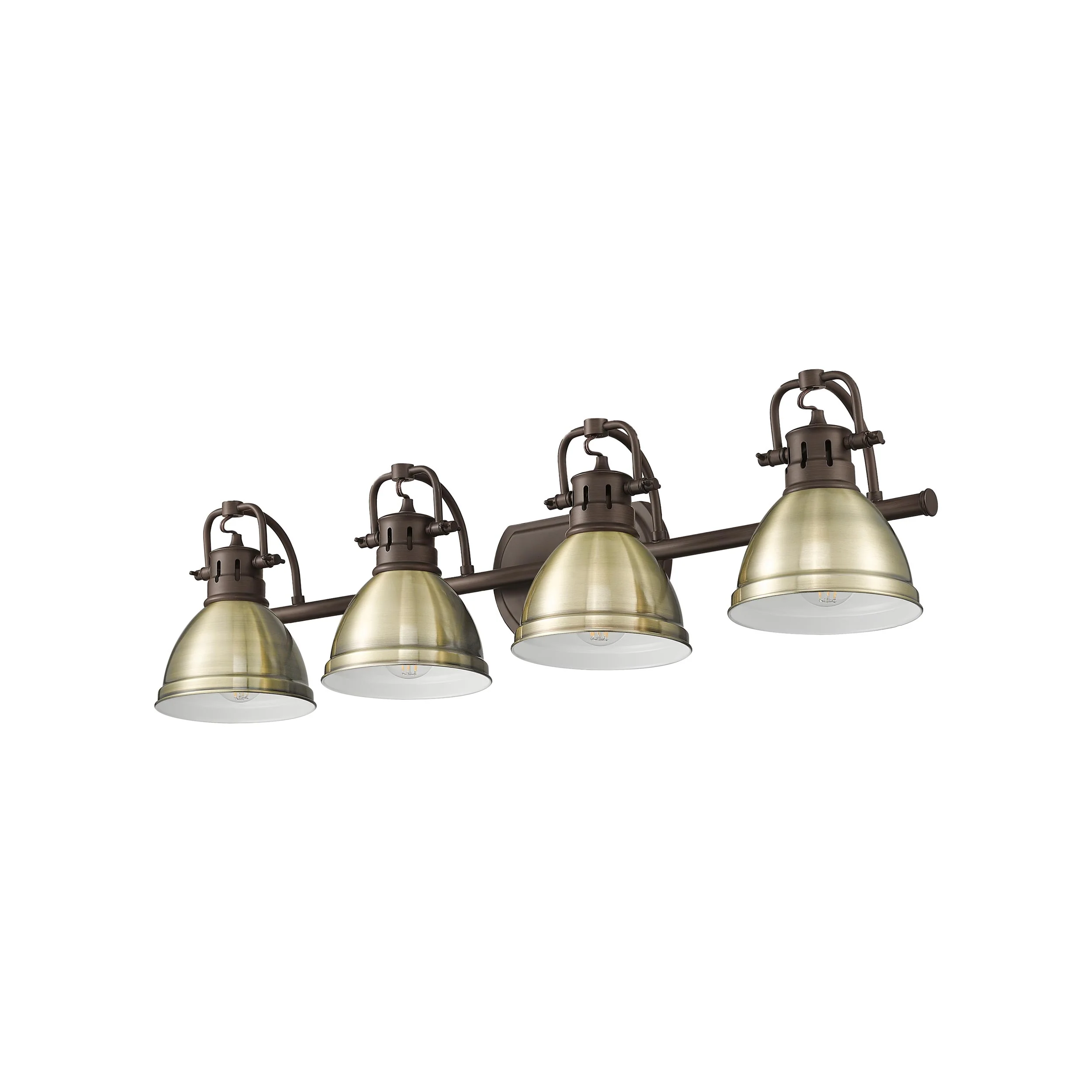 Duncan 4-light Vanity in Rubbed Bronze and Aged Brass shade - Image 2