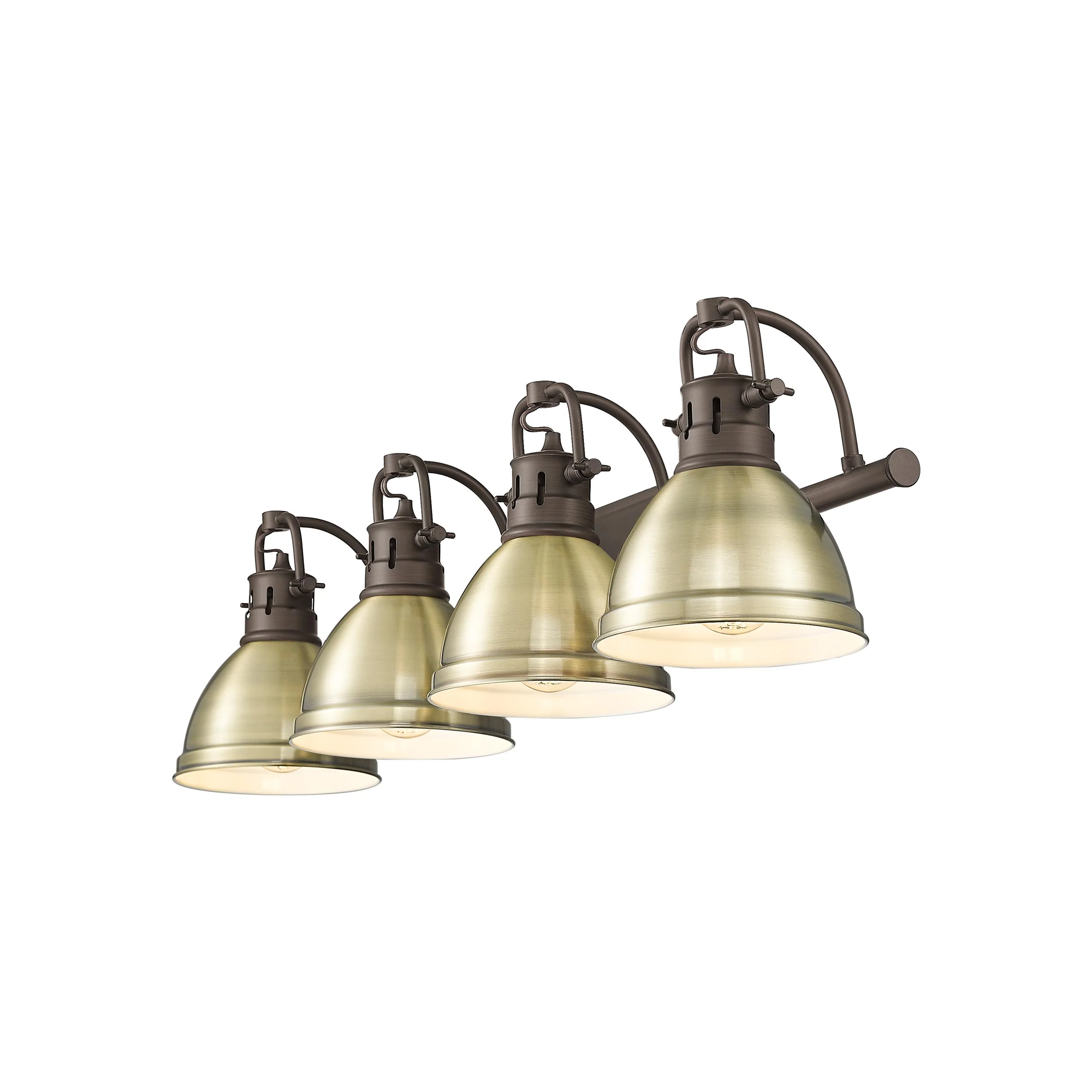 Duncan 4-light Vanity in Rubbed Bronze and Aged Brass shade - Image 3