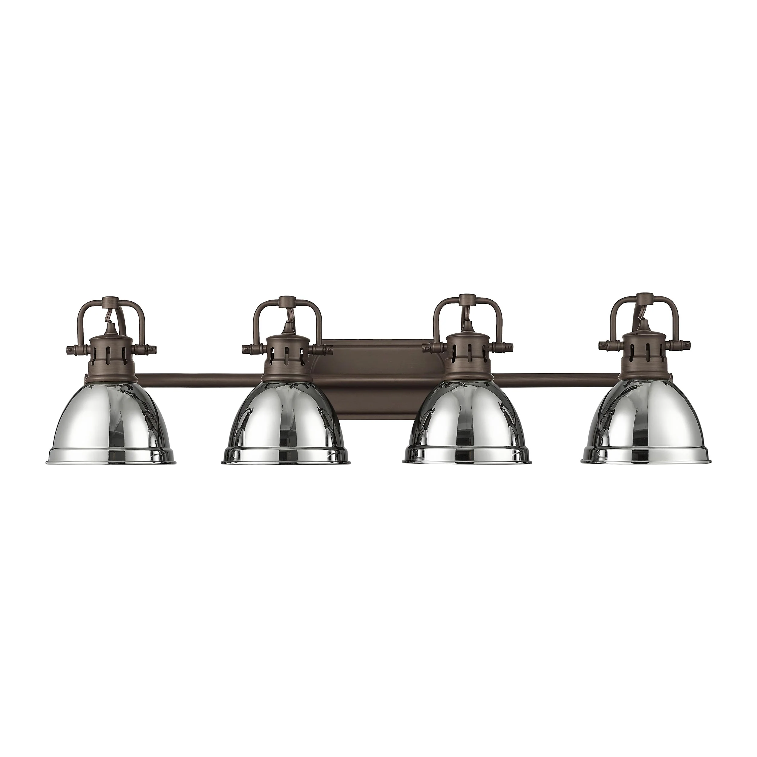 Duncan 4-light Vanity in Rubbed Bronze and Chrome shade - Image 5