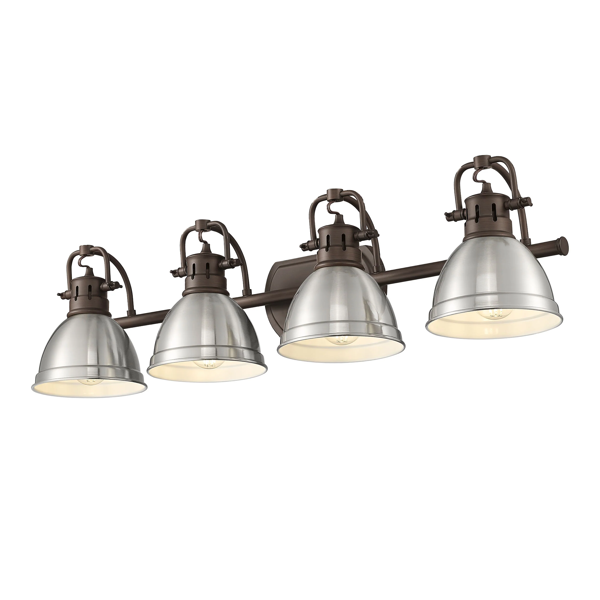 Duncan 4-light Vanity in Rubbed Bronze and Pewter shade