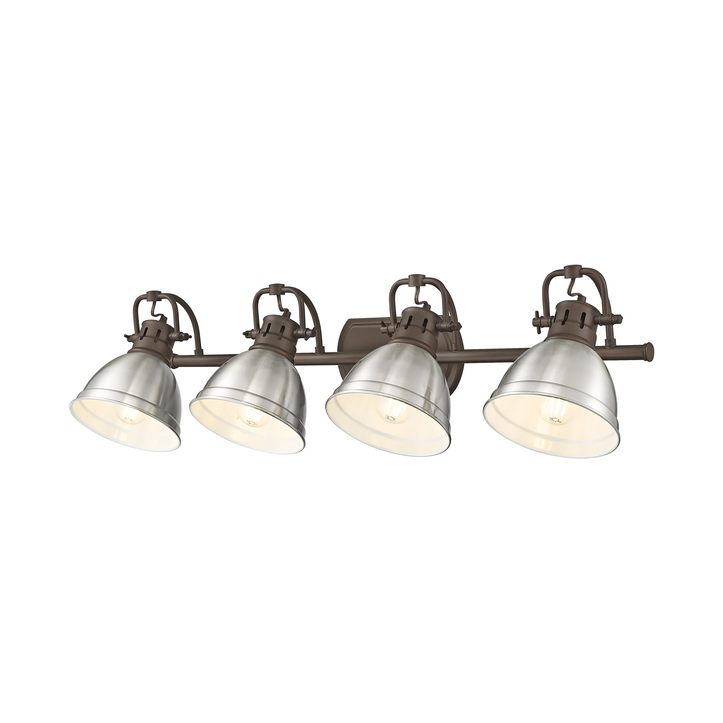Duncan 4-light Vanity in Rubbed Bronze and Pewter shade - Image 4