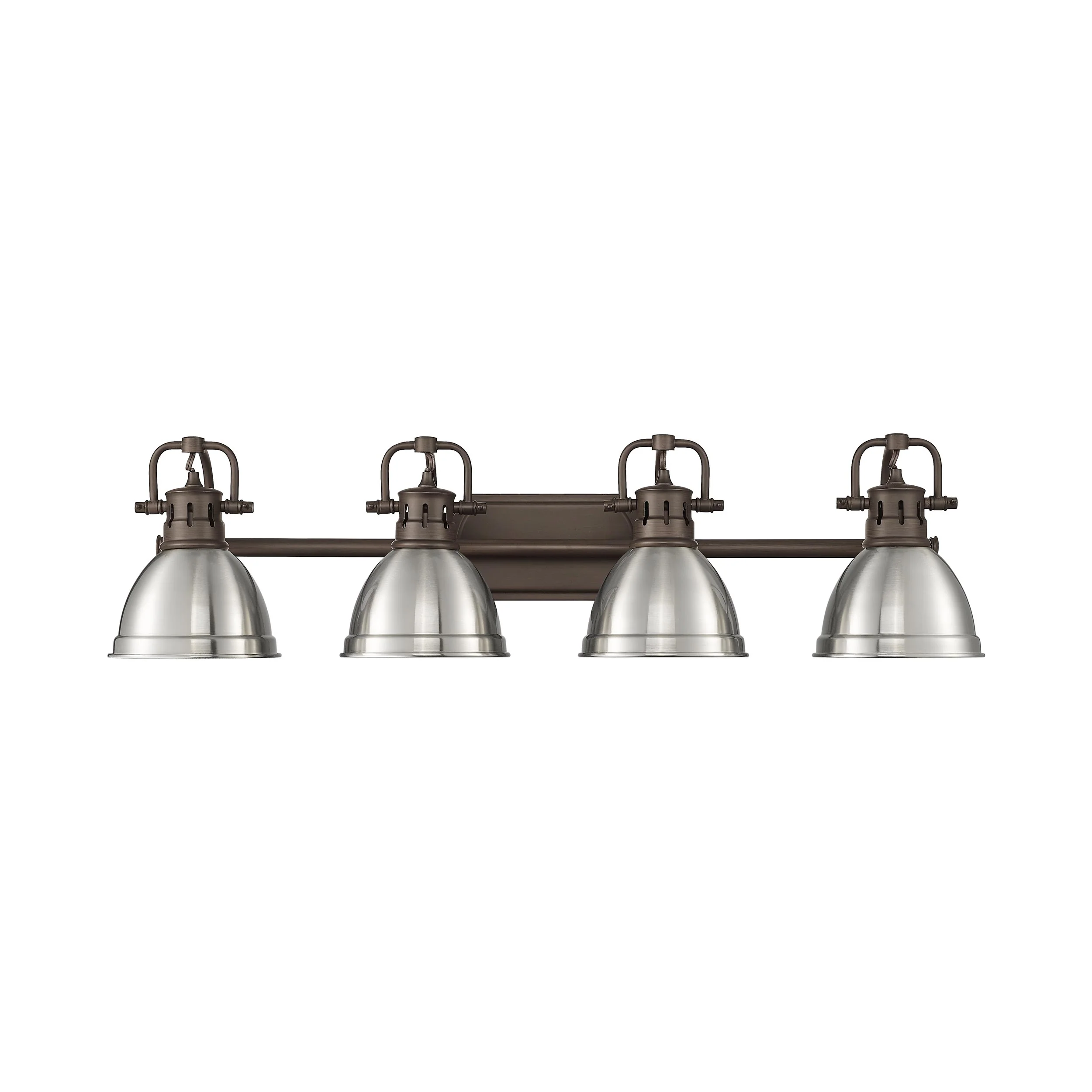 Duncan 4-light Vanity in Rubbed Bronze and Pewter shade - Image 5