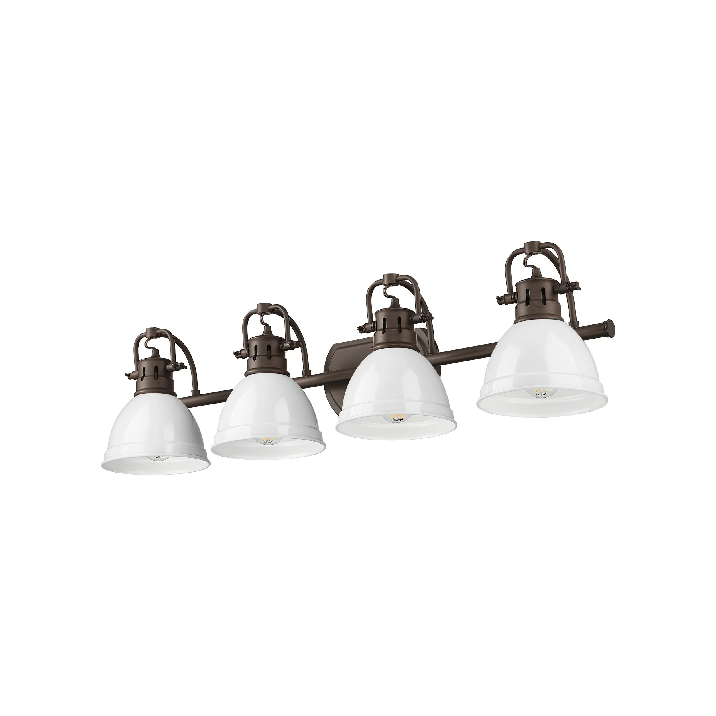 Duncan 4-light Vanity in Rubbed Bronze and White shade - Image 2