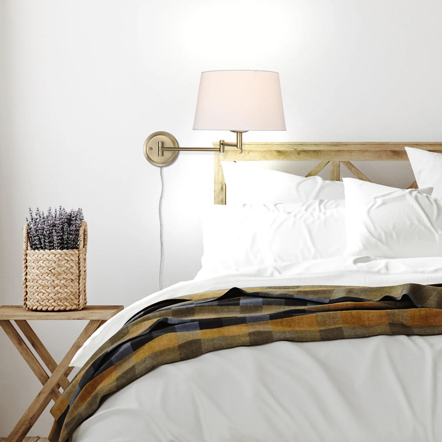 Eleanor 1-light Swing Arm Wall Lamp in Brushed Champagne Brass - Image 7