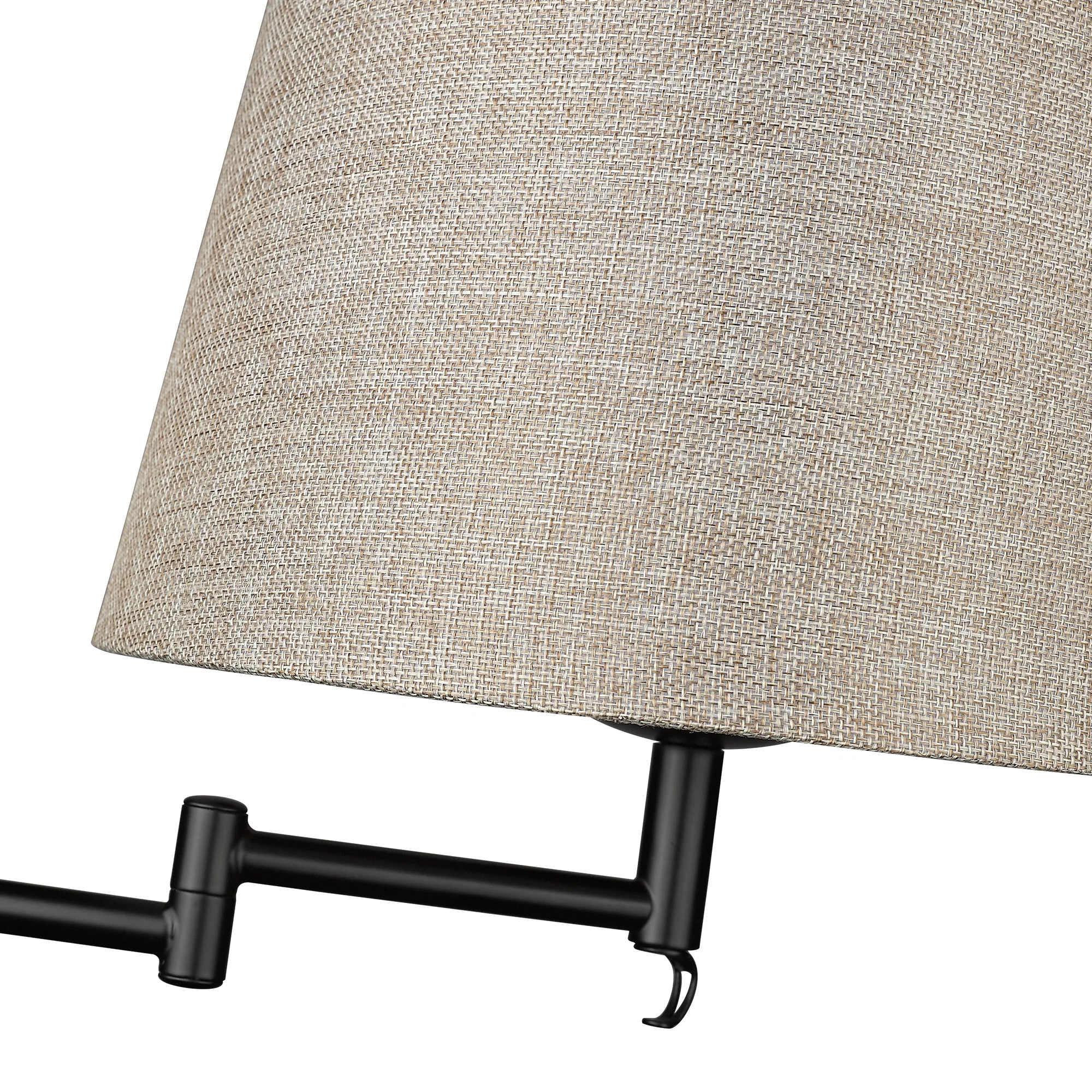 Eleanor 1-light Swing Arm Wall Lamp in Matte Black and Natural Sisal shade - Image 7