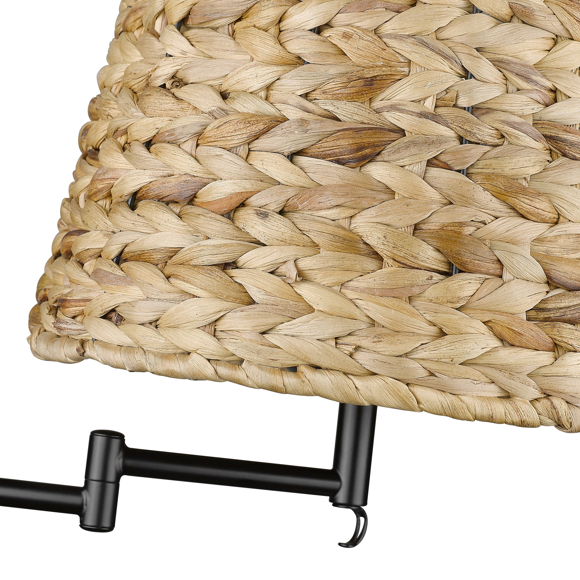 Eleanor 1-light Swing Arm Wall Lamp in Matte Black and Woven Sweet Grass shade - Image 6