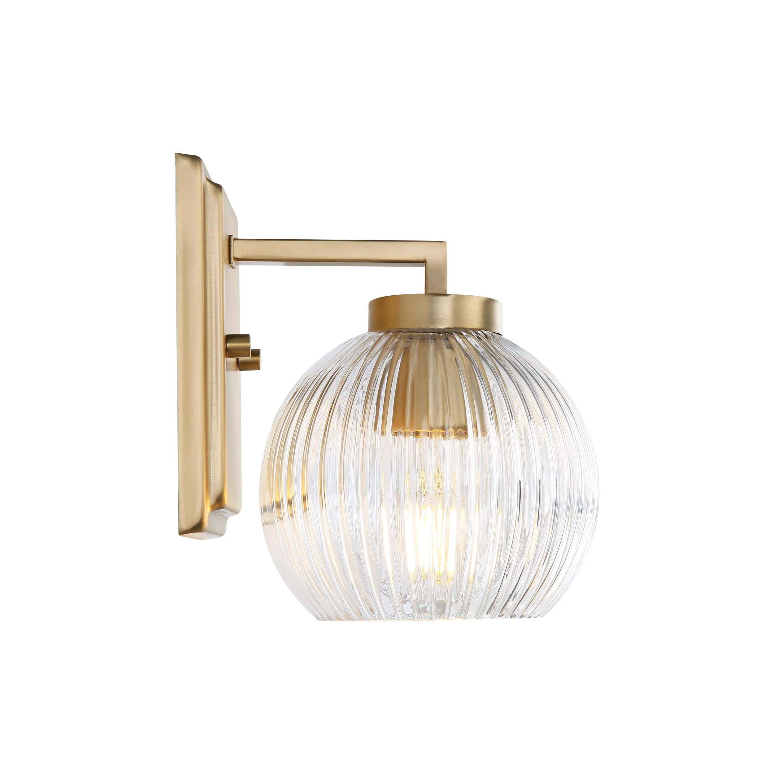 Elliott 1-light Vanity in Brushed Champagne Brass and Clear Ribbed Glass - Image 3