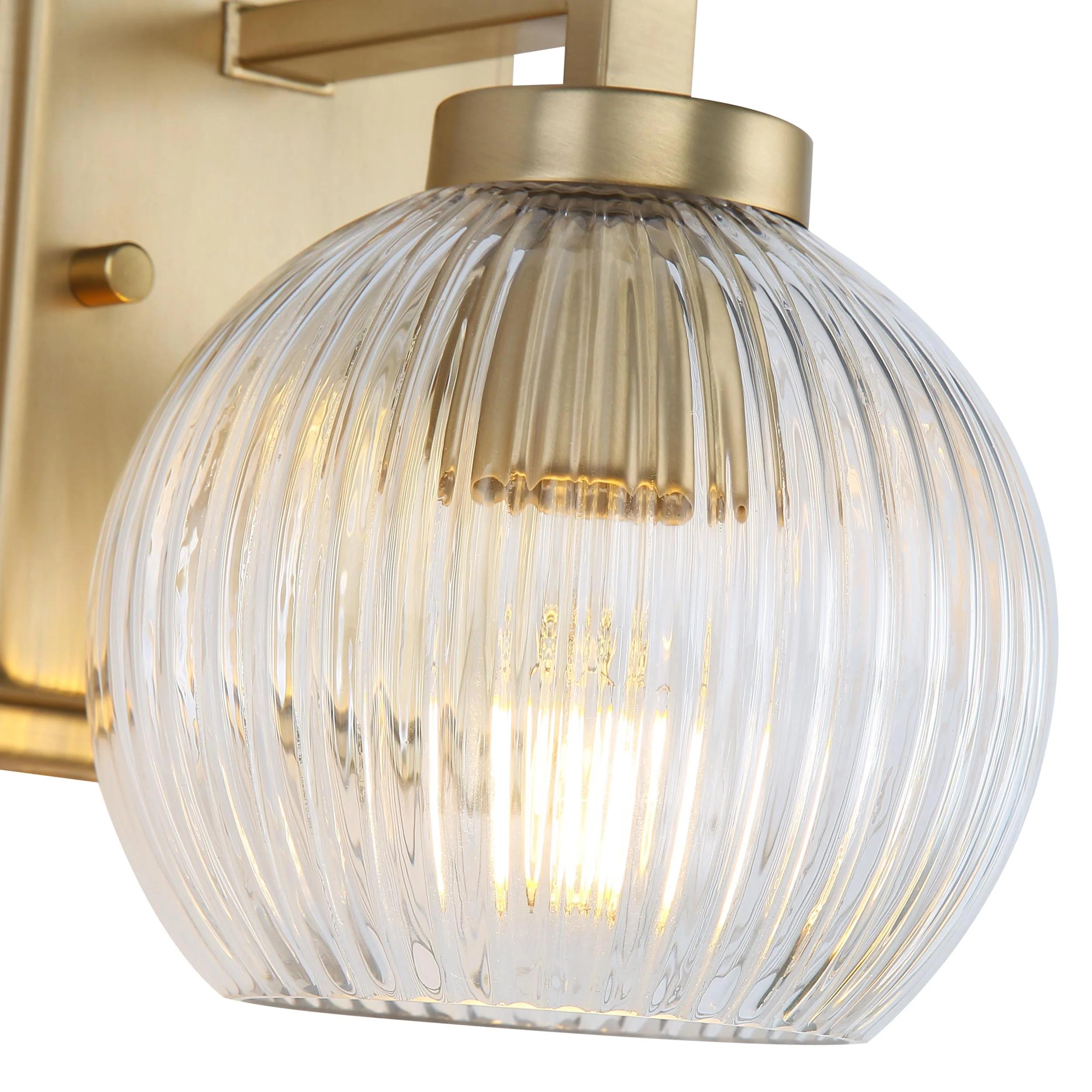 Elliott 1-light Vanity in Brushed Champagne Brass and Clear Ribbed Glass - Image 5