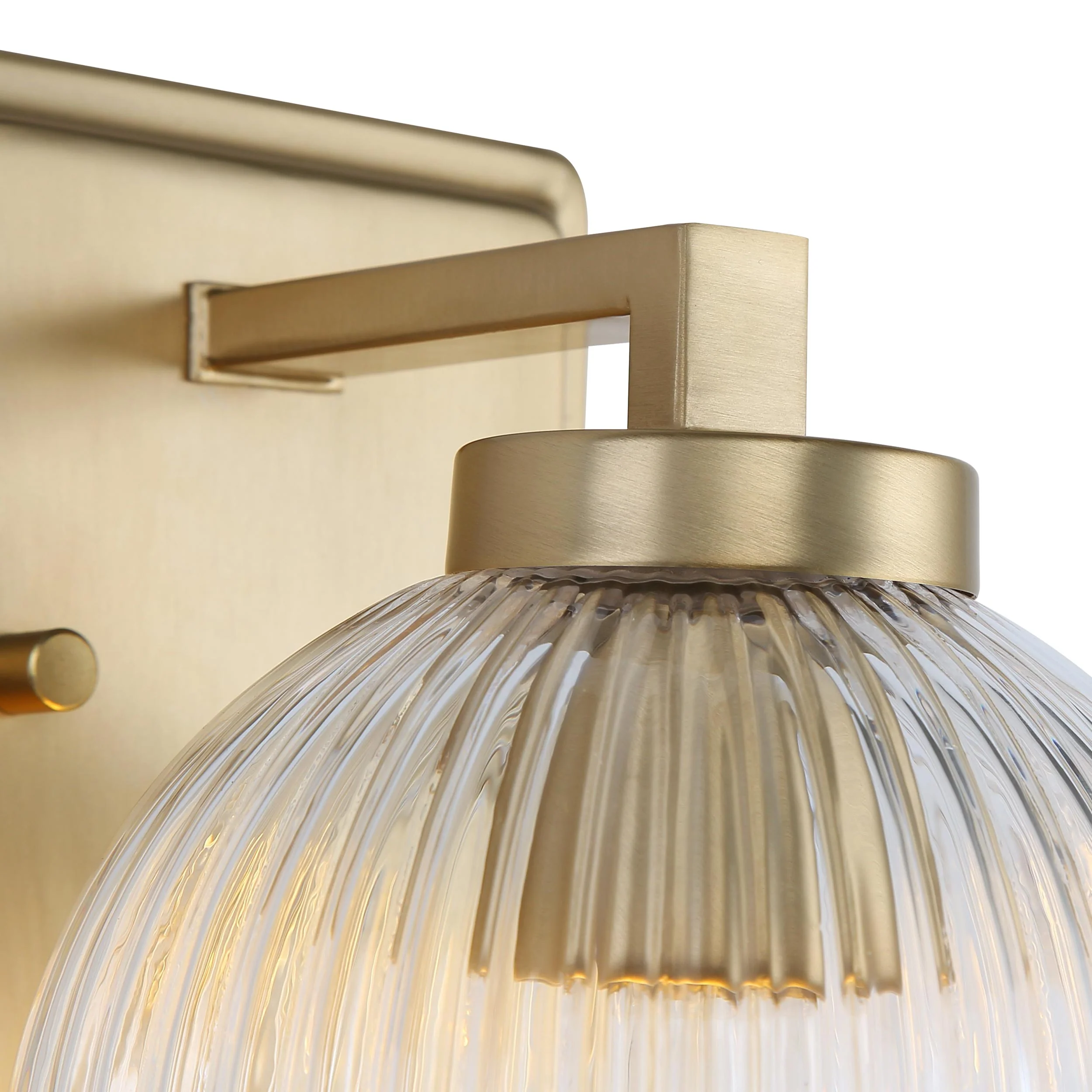 Elliott 1-light Vanity in Brushed Champagne Brass and Clear Ribbed Glass - Image 6