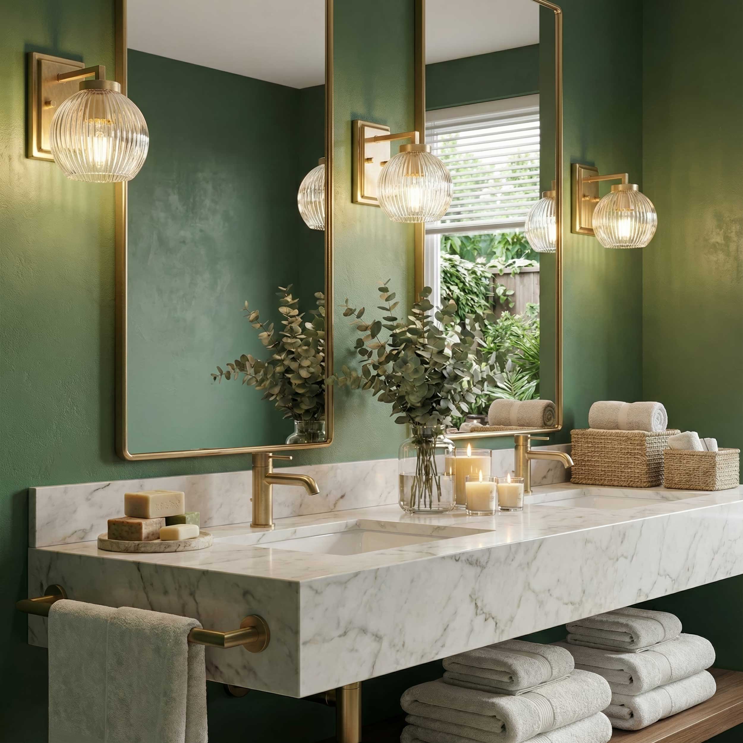 Elliott 1-light Vanity in Brushed Champagne Brass and Clear Ribbed Glass - Image 7