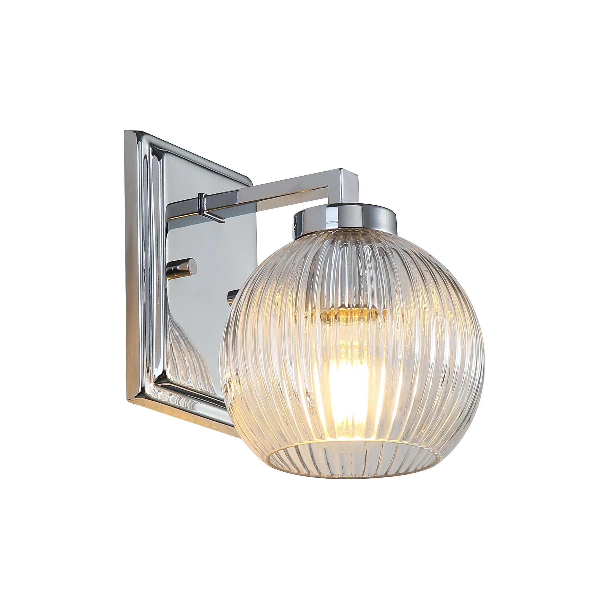 Elliott 1-light Vanity in Chrome and Clear Ribbed Glass - Image 3