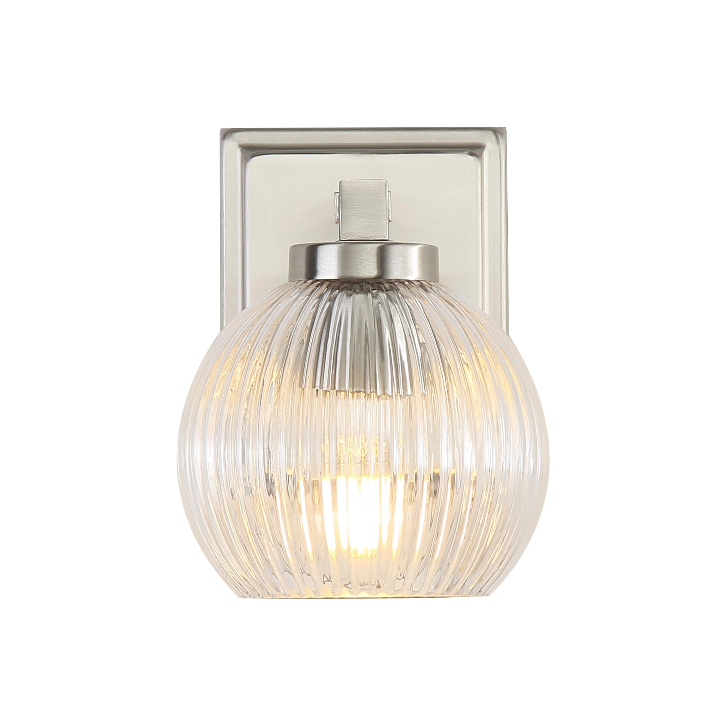 Elliott 1-light Vanity in Pewter and Clear Ribbed Glass - Image 2