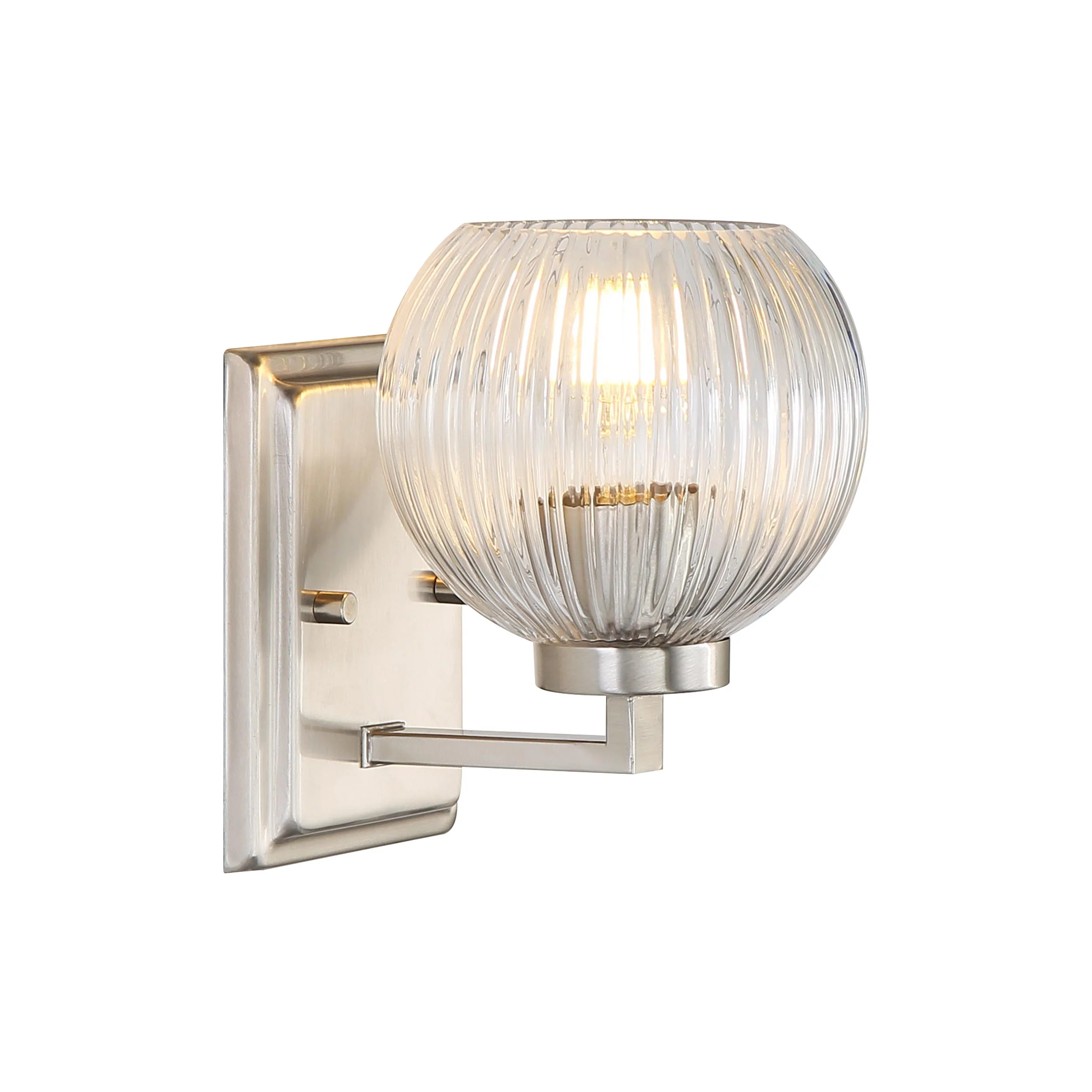 Elliott 1-light Vanity in Pewter and Clear Ribbed Glass - Image 3