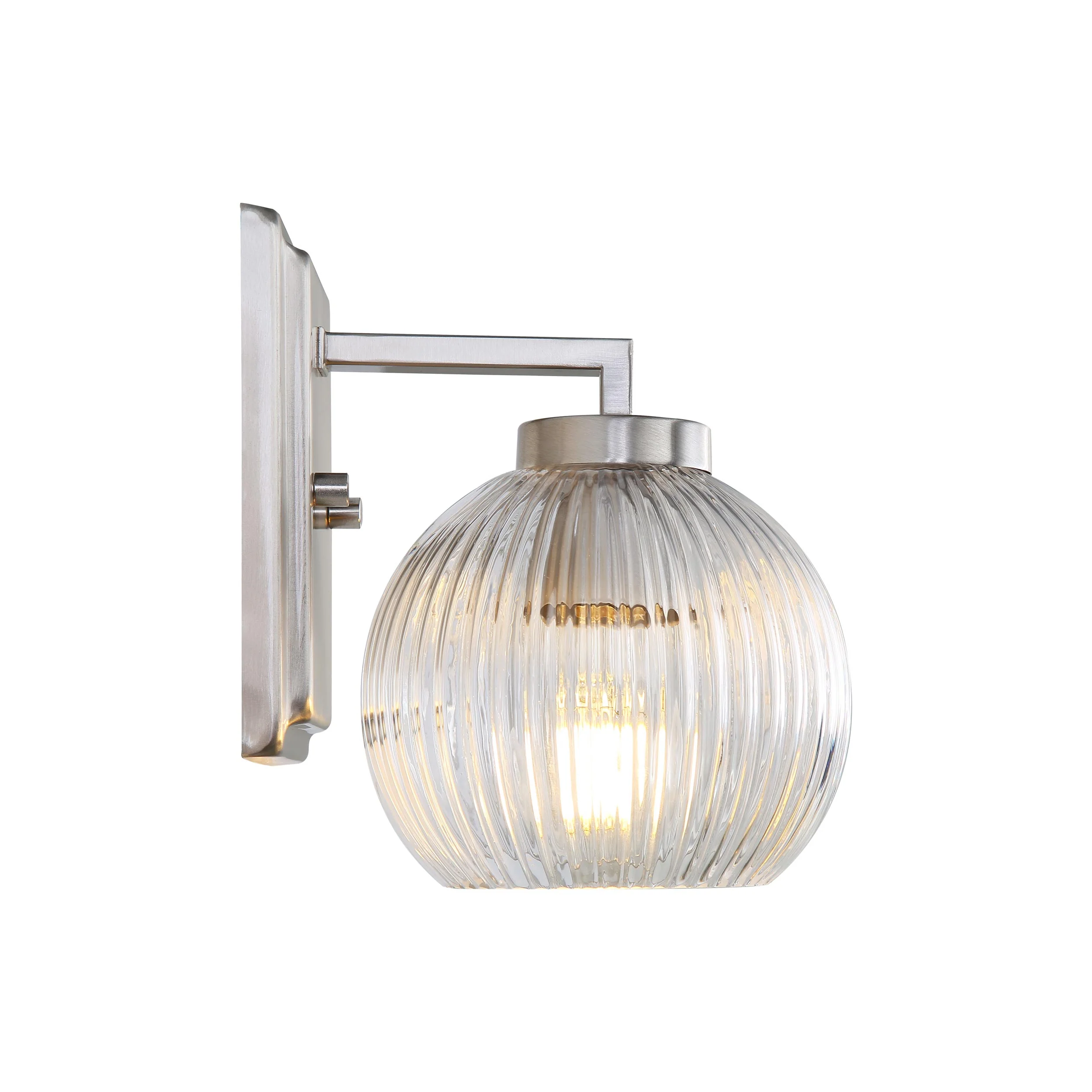 Elliott 1-light Vanity in Pewter and Clear Ribbed Glass - Image 4