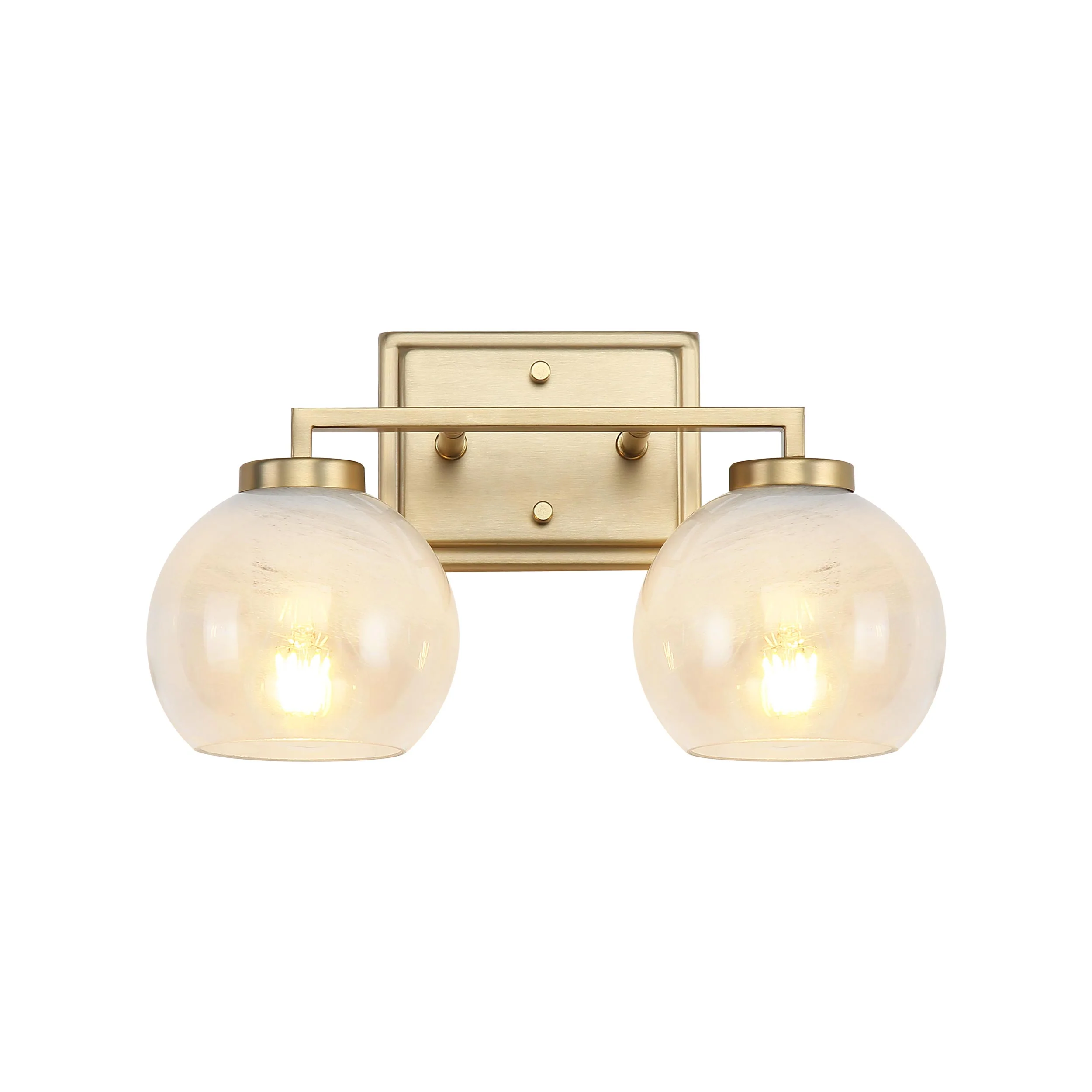 Elliott 2-light Vanity in Brushed Champagne Brass and Clear Alabaster Glass - Image 2