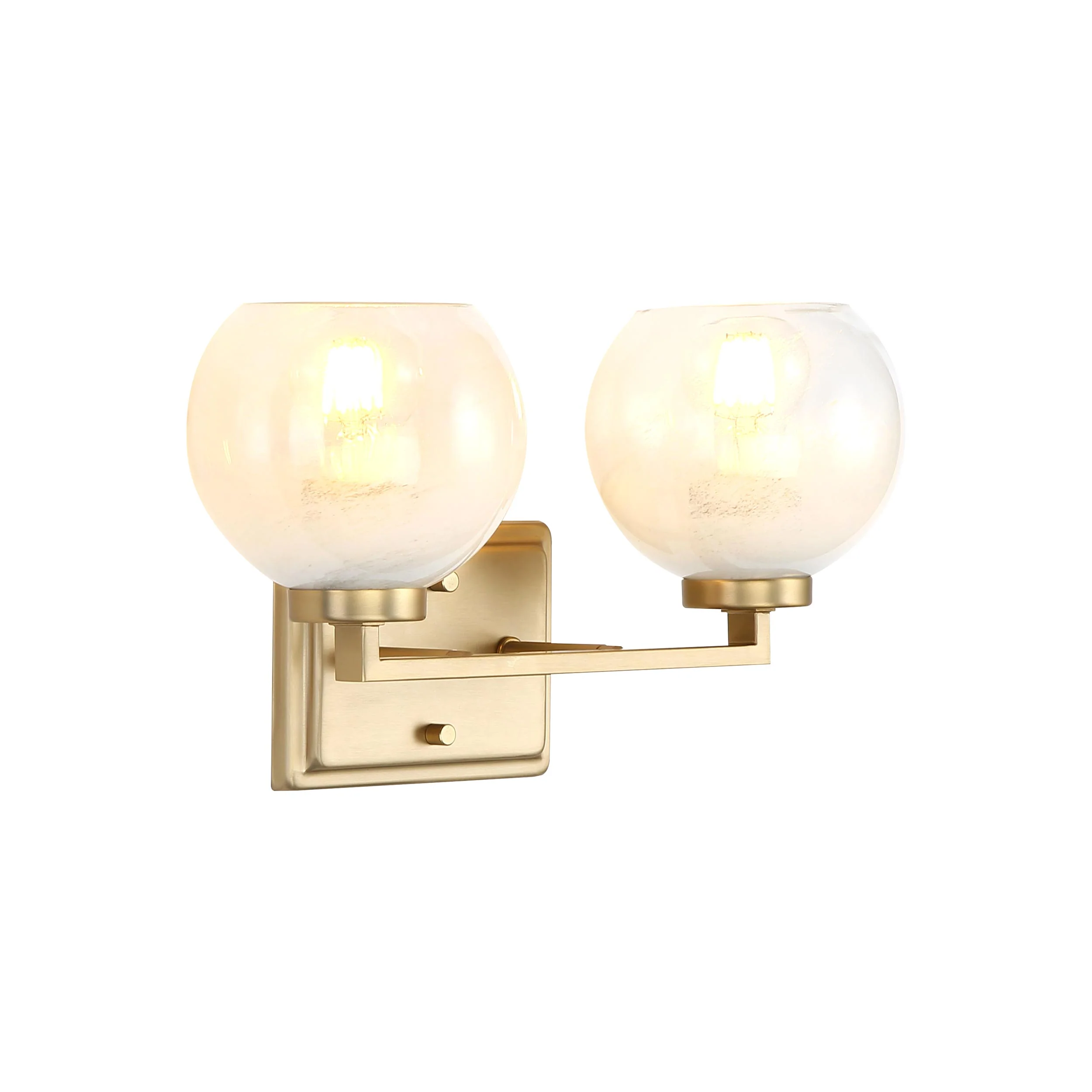 Elliott 2-light Vanity in Brushed Champagne Brass and Clear Alabaster Glass - Image 3