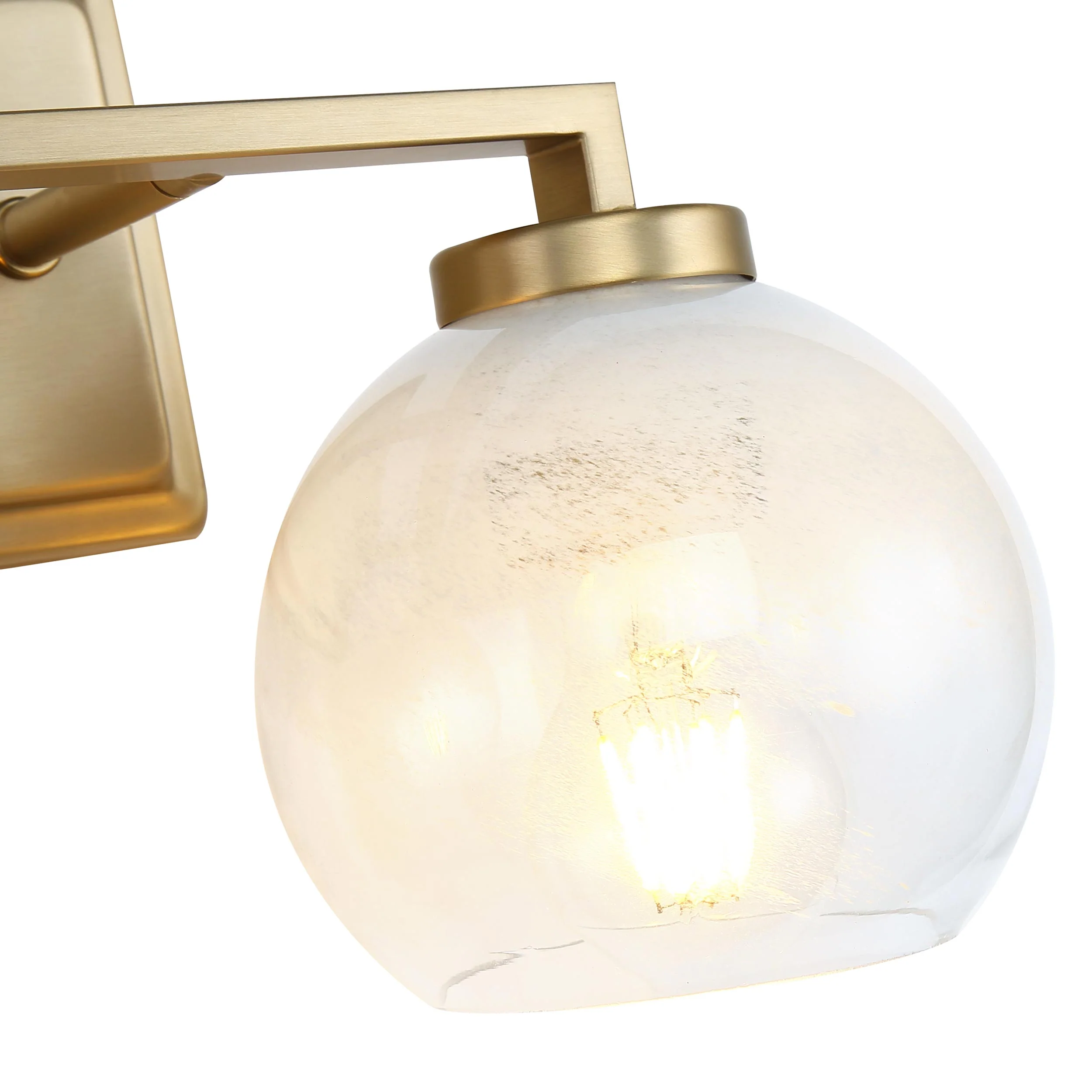 Elliott 2-light Vanity in Brushed Champagne Brass and Clear Alabaster Glass - Image 4