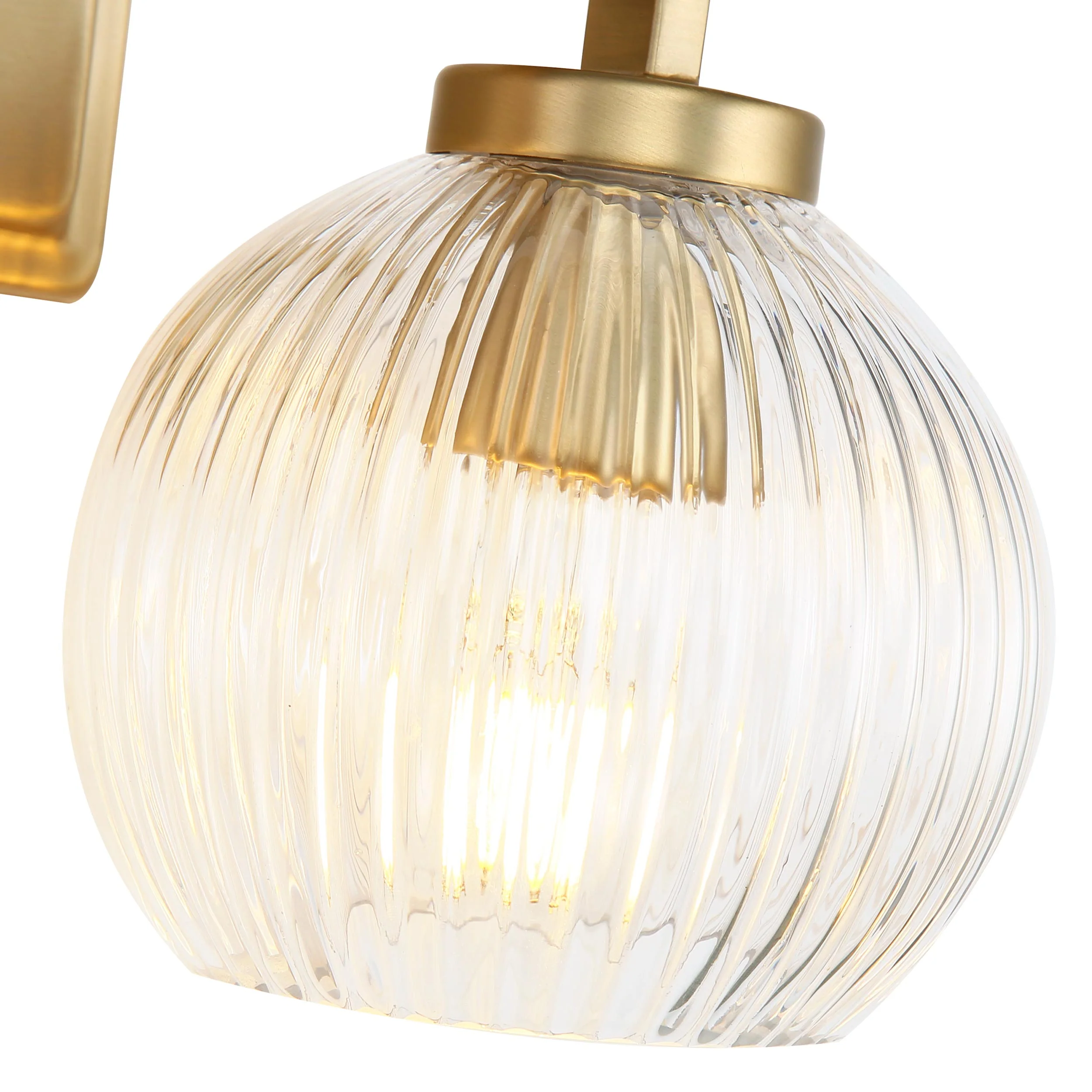 Elliott 2-light Vanity in Brushed Champagne Brass and Clear Ribbed Glass - Image 5