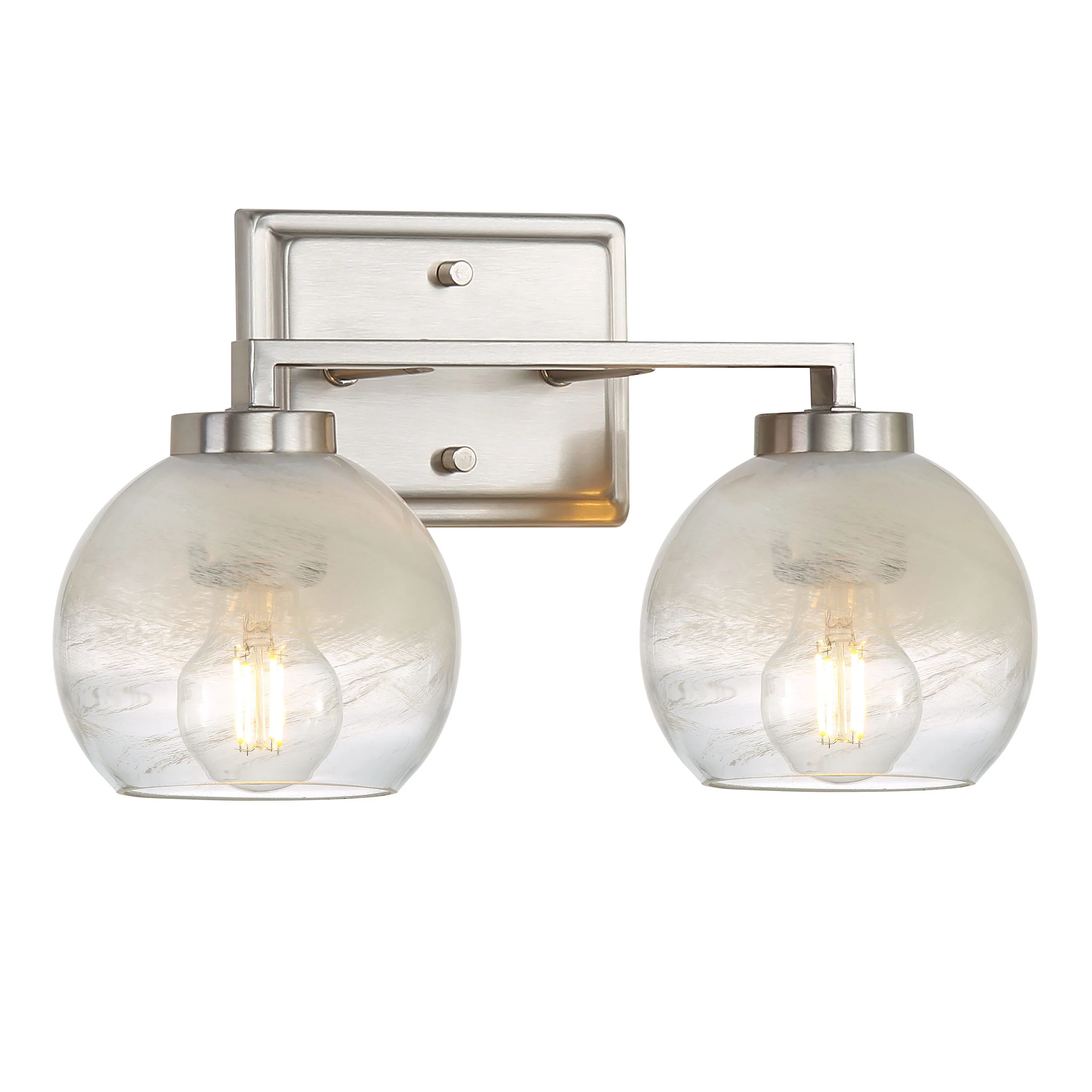 Elliott 2-light Vanity in Pewter and Clear Alabaster Glass