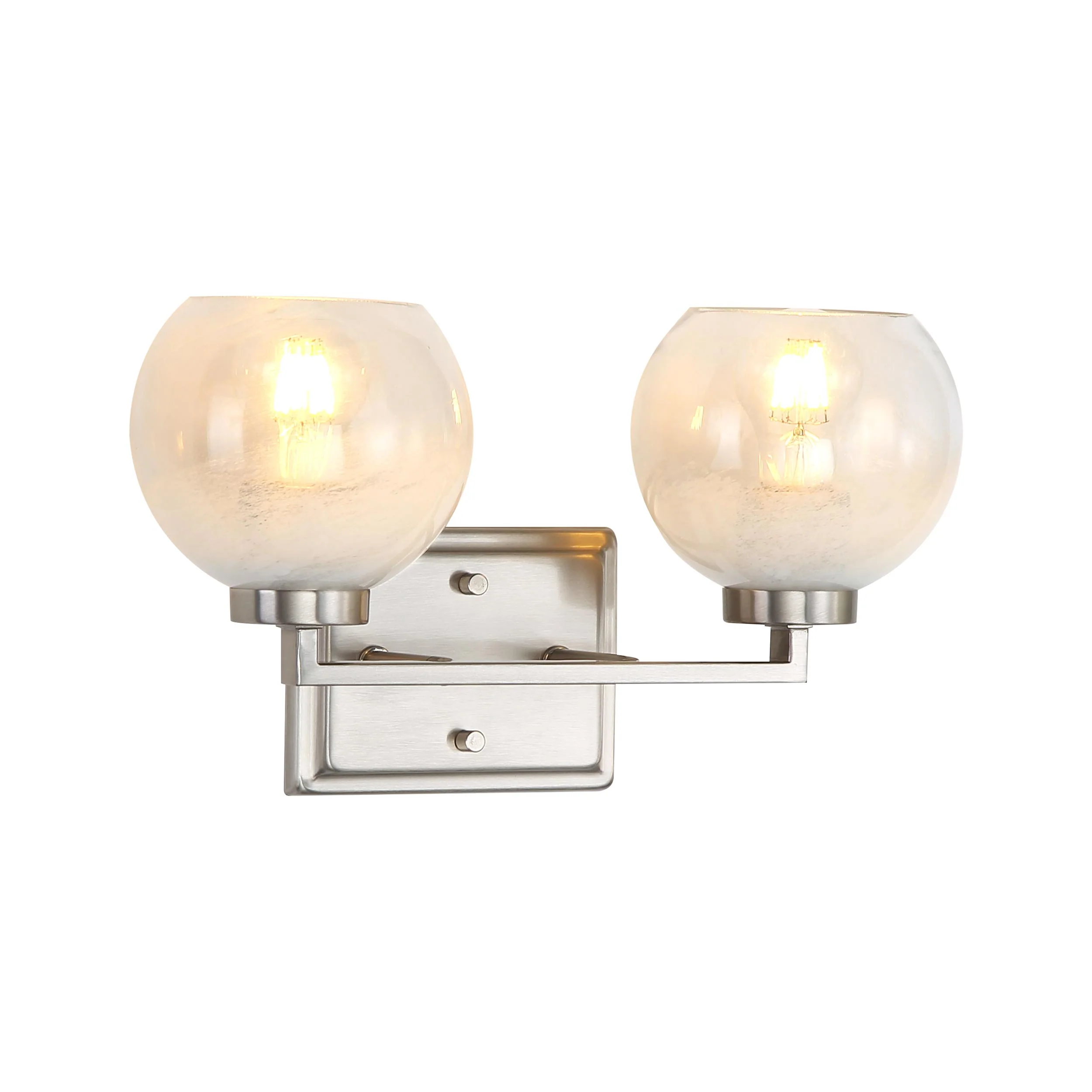 Elliott 2-light Vanity in Pewter and Clear Alabaster Glass - Image 2