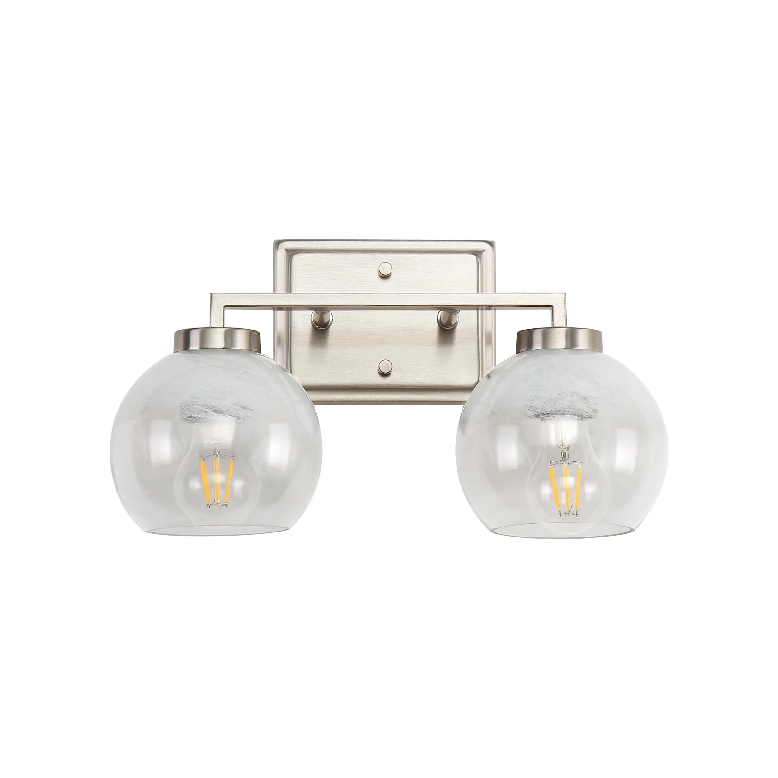Elliott 2-light Vanity in Pewter and Clear Alabaster Glass - Image 3