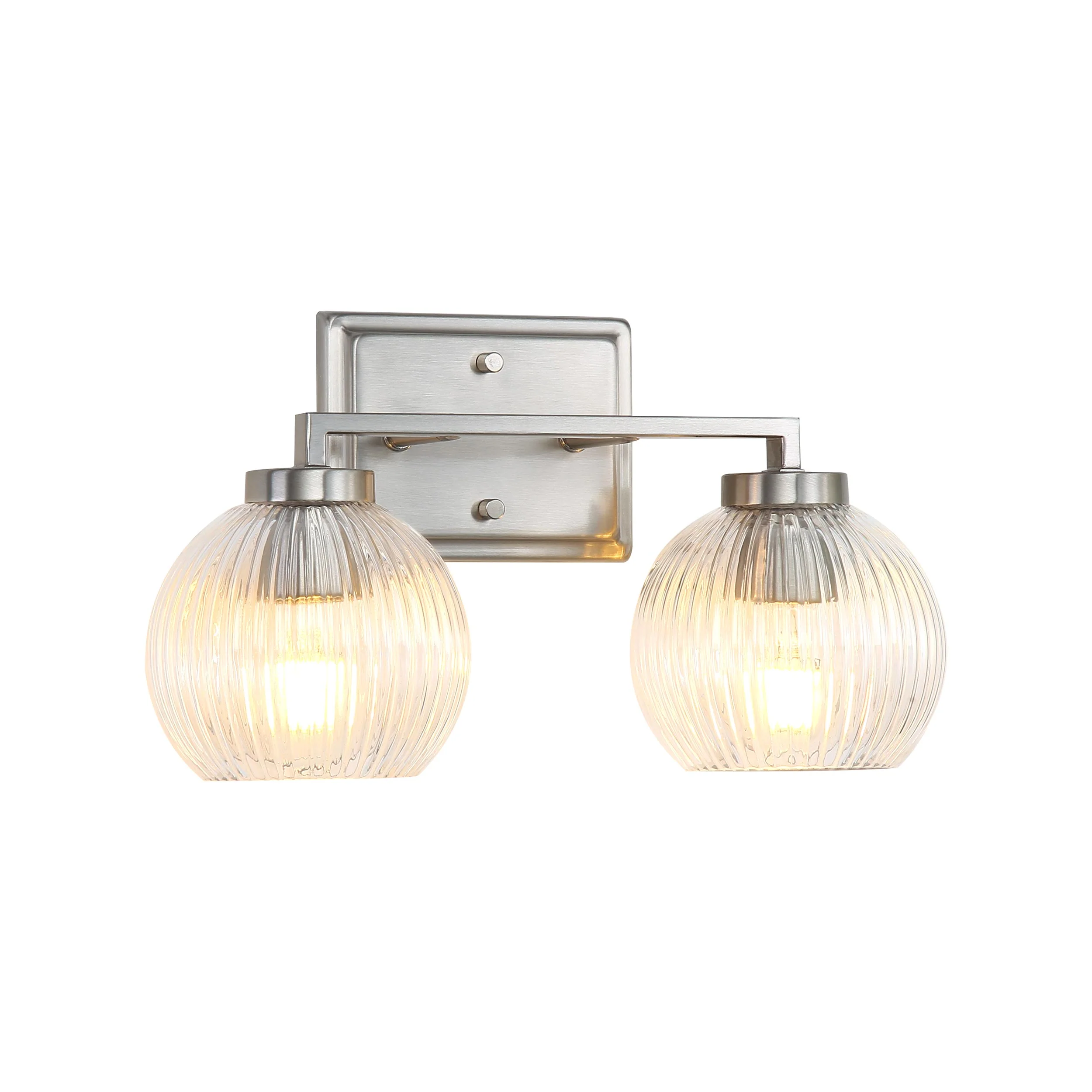 Elliott 2-light Vanity in Pewter and Clear Ribbed Glass
