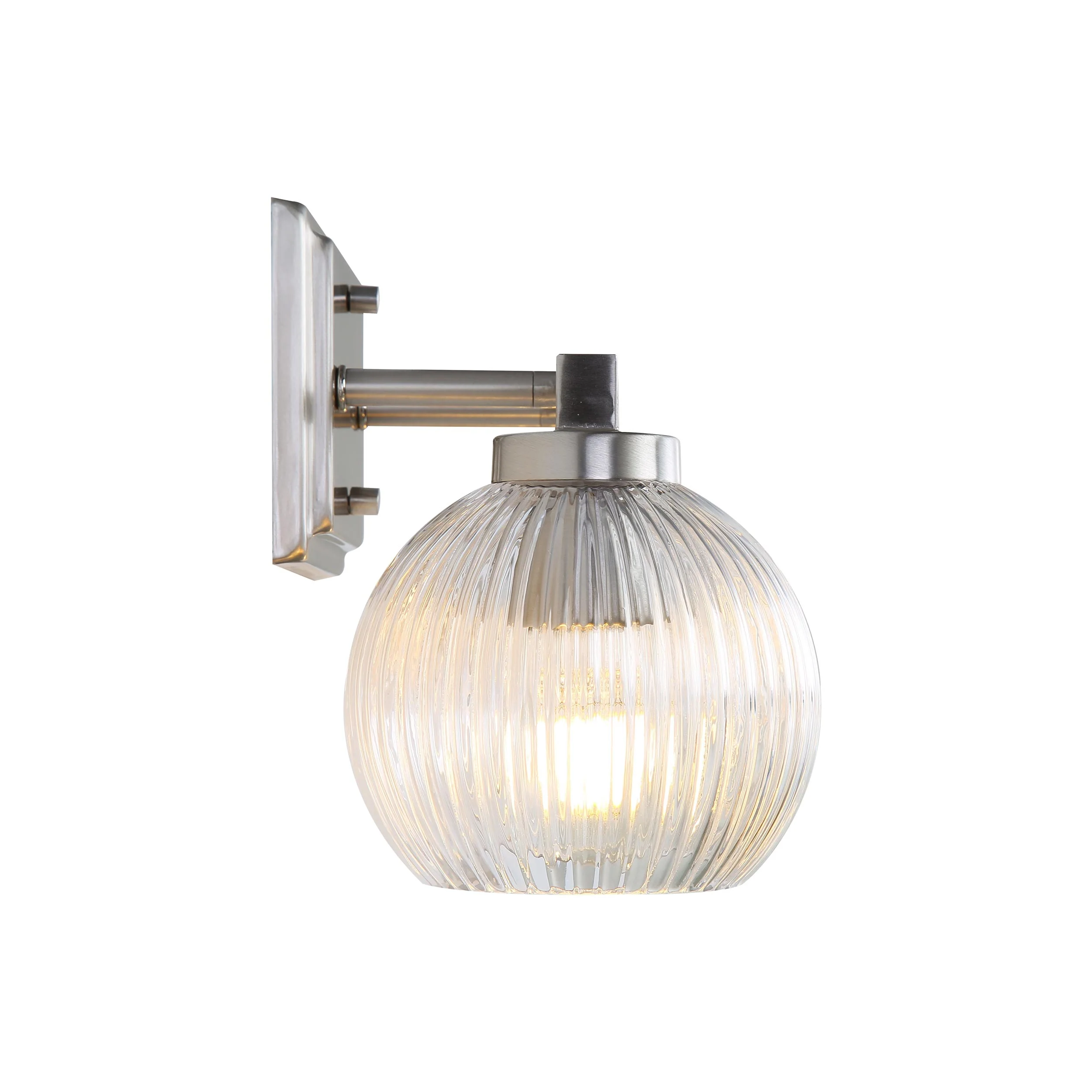 Elliott 2-light Vanity in Pewter and Clear Ribbed Glass - Image 4
