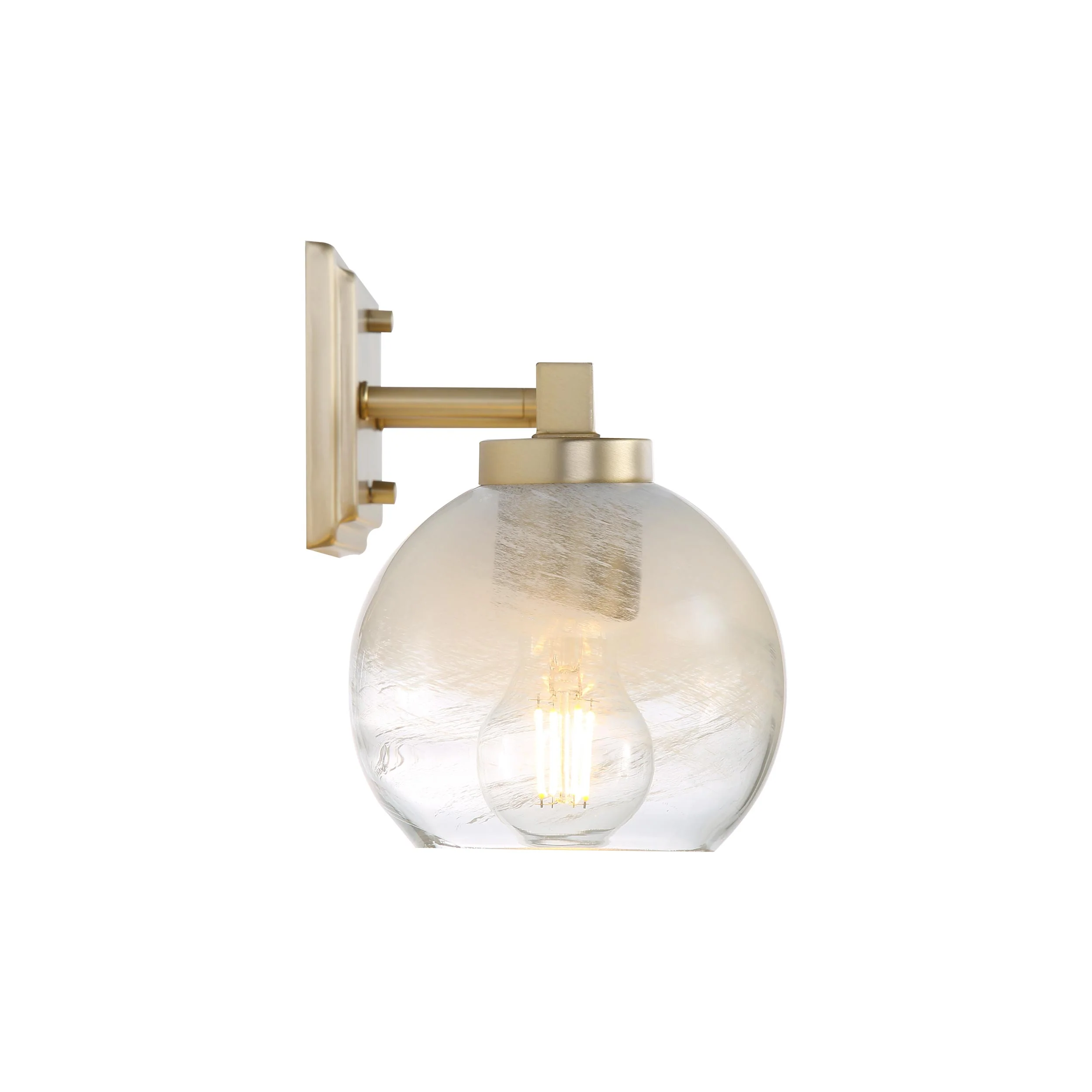 Elliott 3-light Vanity in Brushed Champagne Brass and Clear Alabaster Glass - Image 3