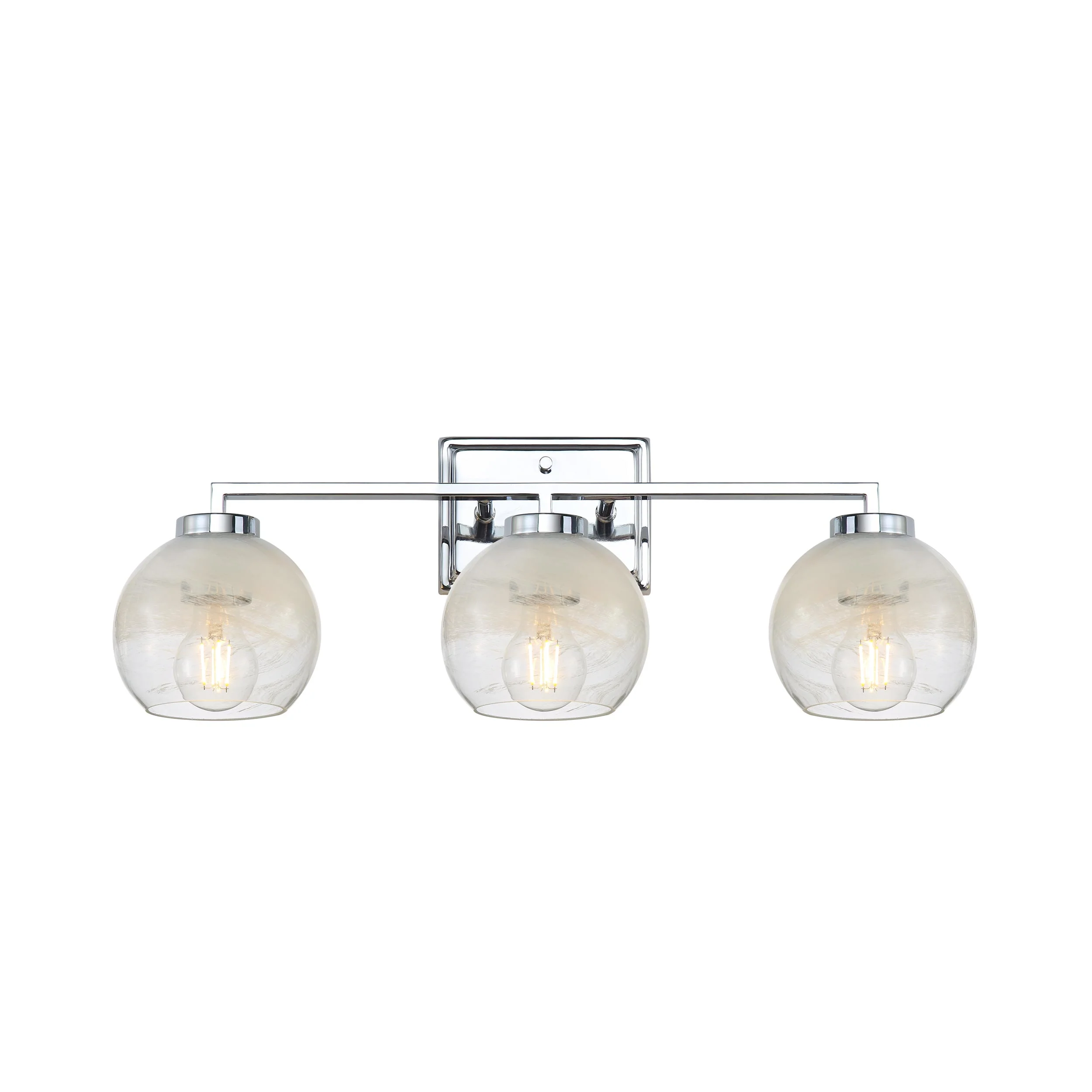 Elliott 3-light Vanity in Chrome and Clear Alabaster Glass - Image 2