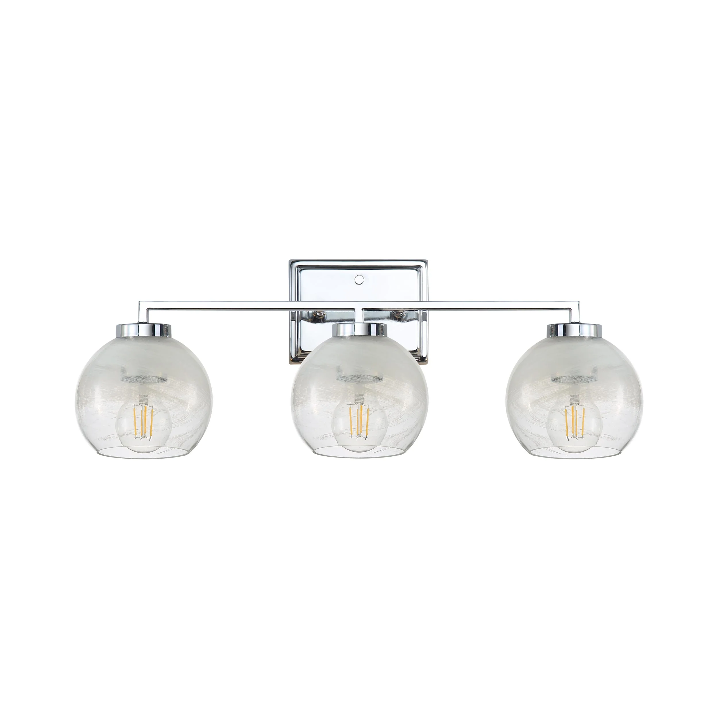 Elliott 3-light Vanity in Chrome and Clear Alabaster Glass - Image 3