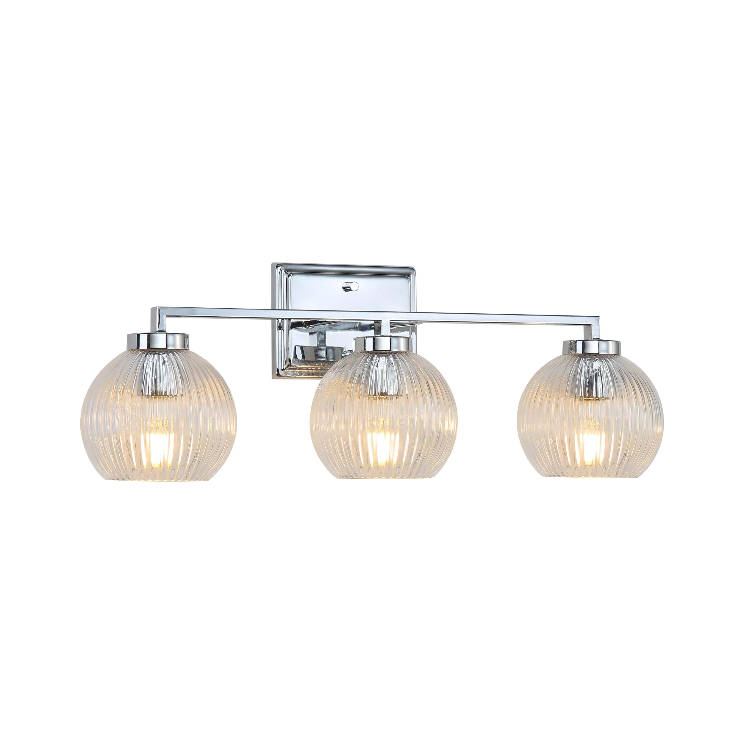 Elliott 3-light Vanity in Chrome and Clear Ribbed Glass