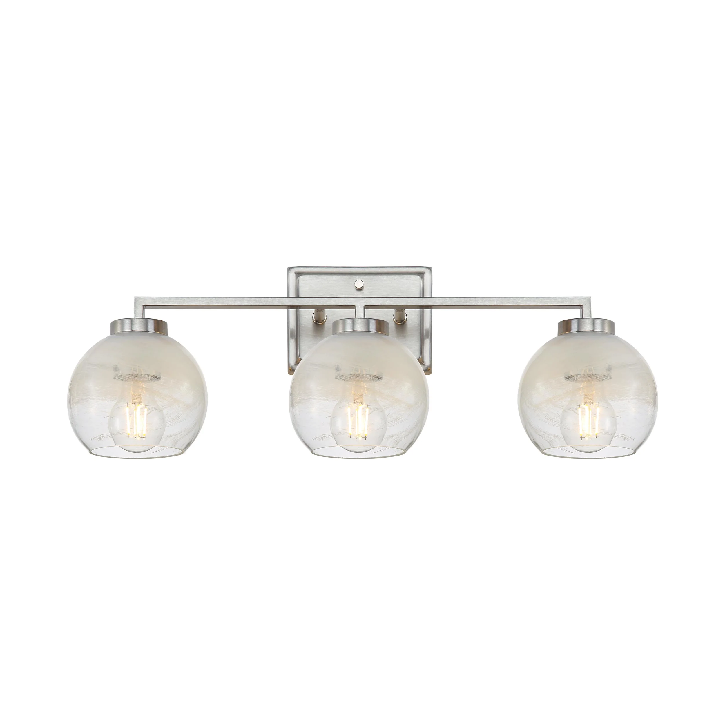 Elliott 3-light Vanity in Pewter and Clear Alabaster Glass - Image 2