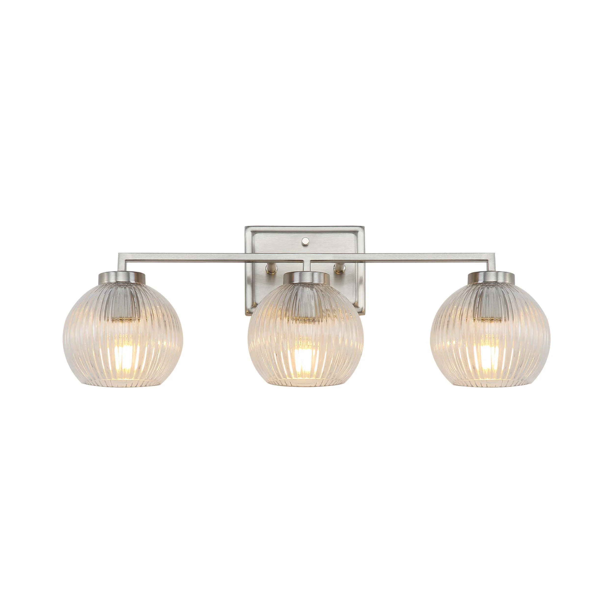 Elliott 3-light Vanity in Pewter and Clear Ribbed Glass